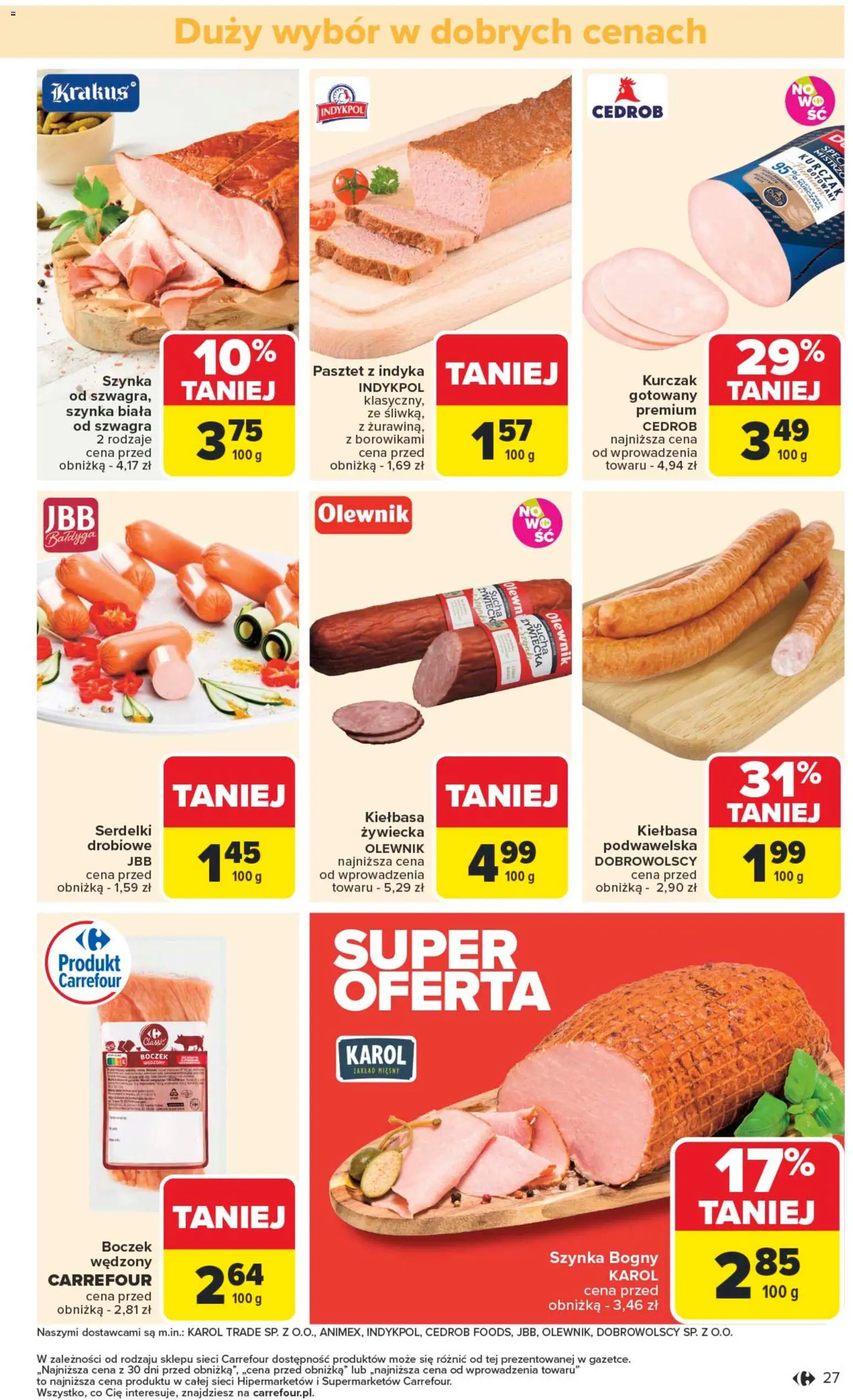 Carrefour Gazetka od 10.11.2025 | Strona: 29 | Produkty: Kurczak, Szynka, Boczek wędzony, Boczek