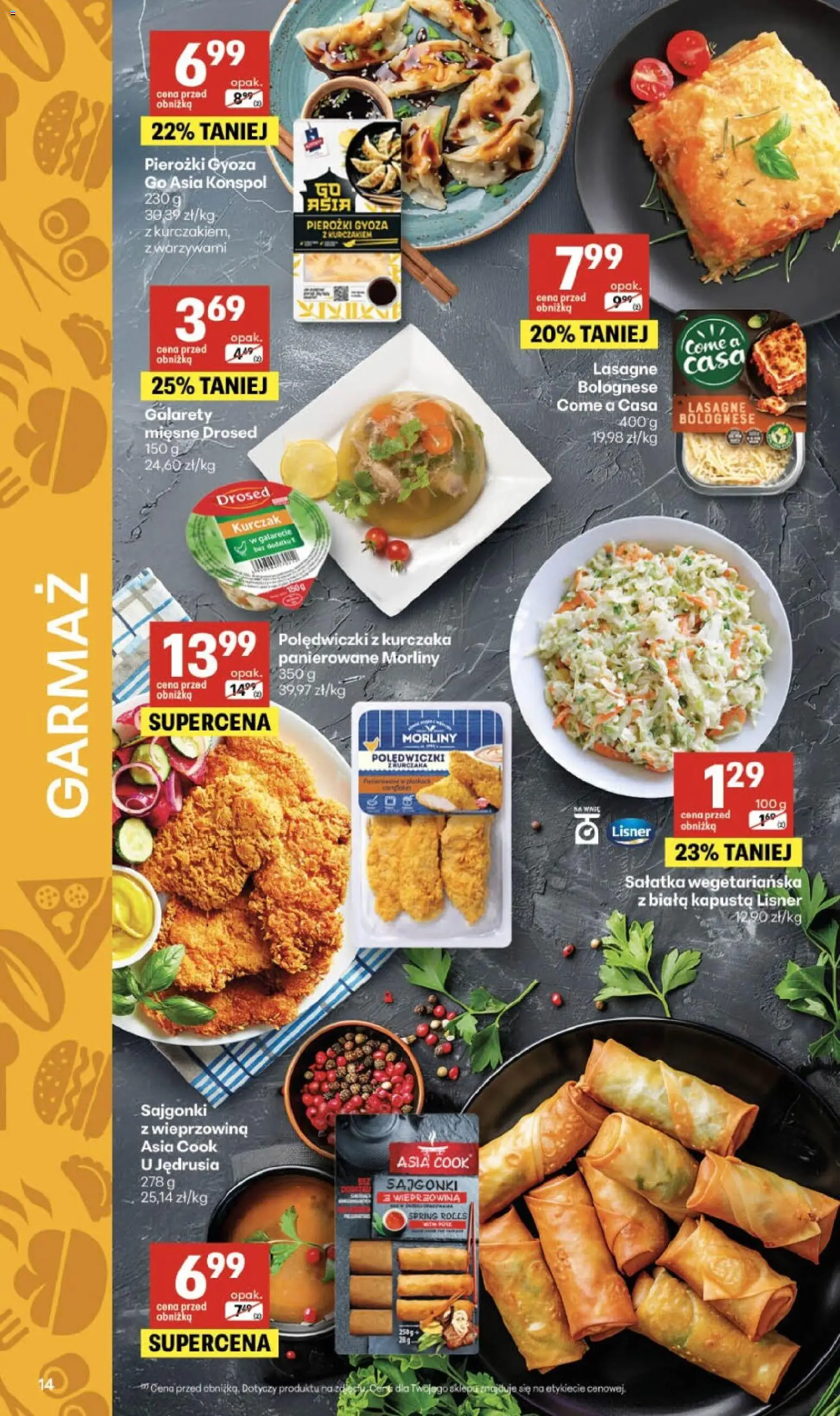 Delikatesy Centrum Gazetka - Sklepy Własne od 05.02.2026 | Strona: 14 | Produkty: Kurczak, Gyoza, Wieprzowina, Sałatka