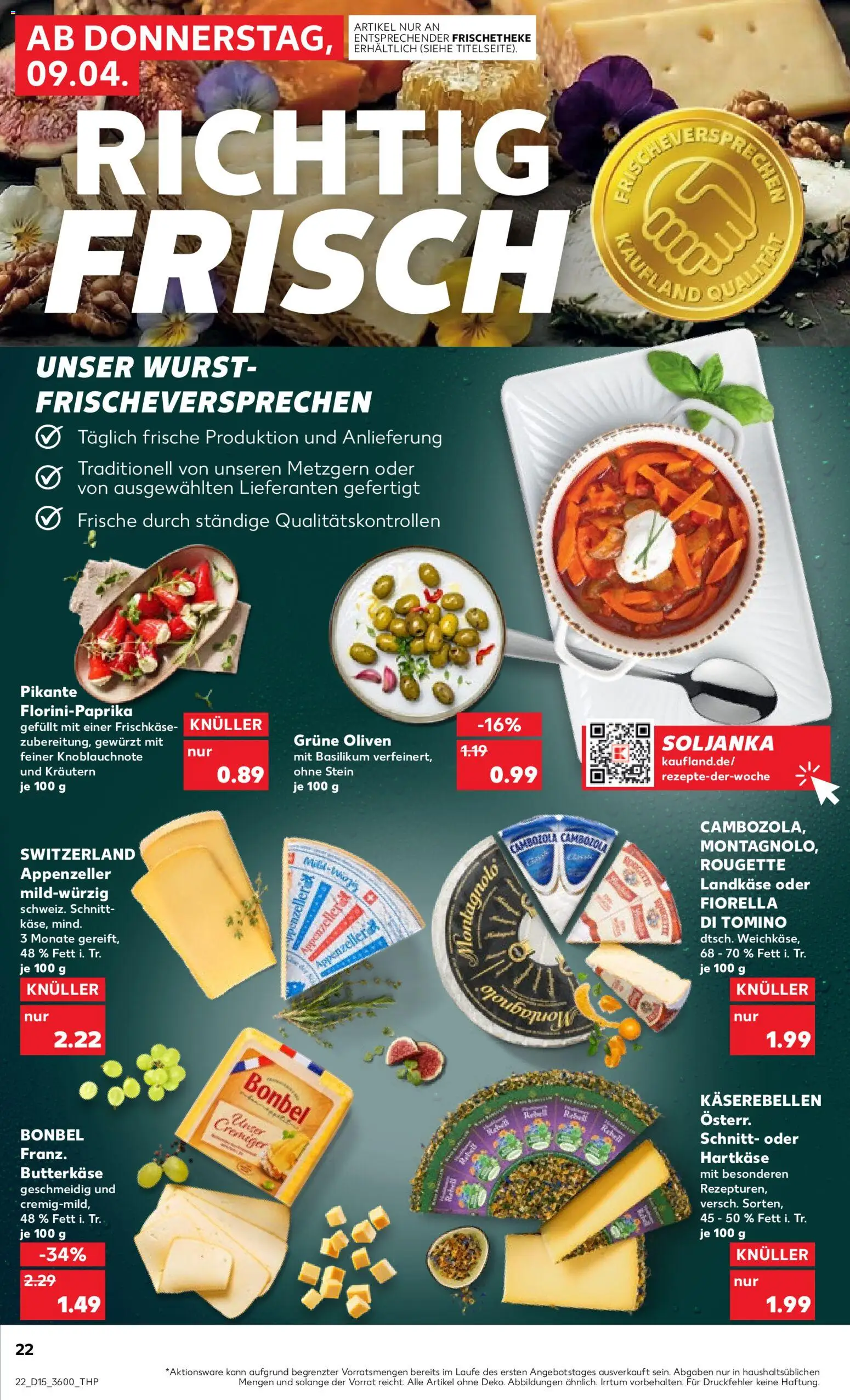 Kaufland Prospekt Zeitz	 – gültig ab 09.04.2026 | Seite: 22 | Produkte: Wurst, Frischkase