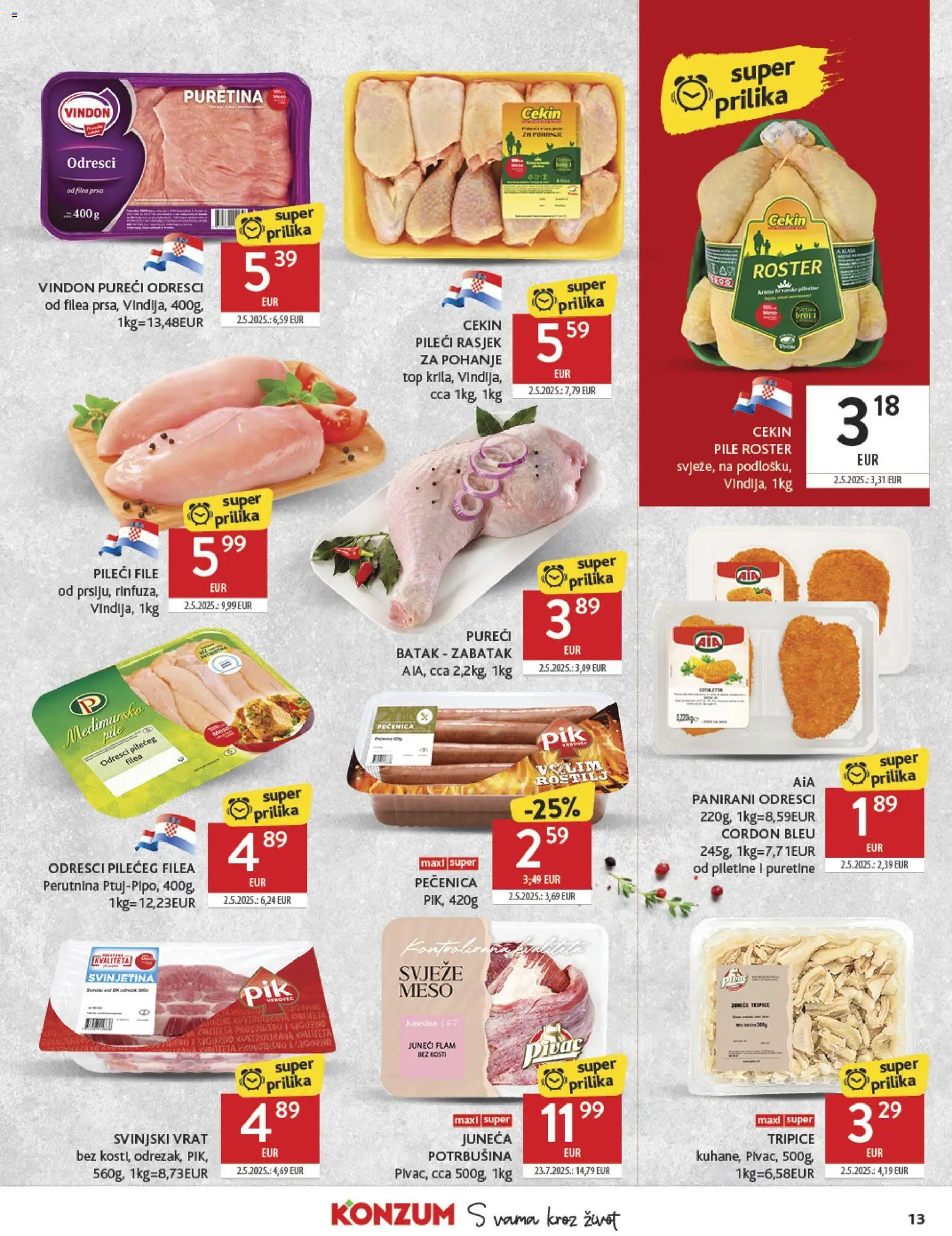 Konzum HR akciós ujság - amely érvényes a következő dátumtól: 05.11.2025 | Oldal: 13 | Termékek: Cordon bleu