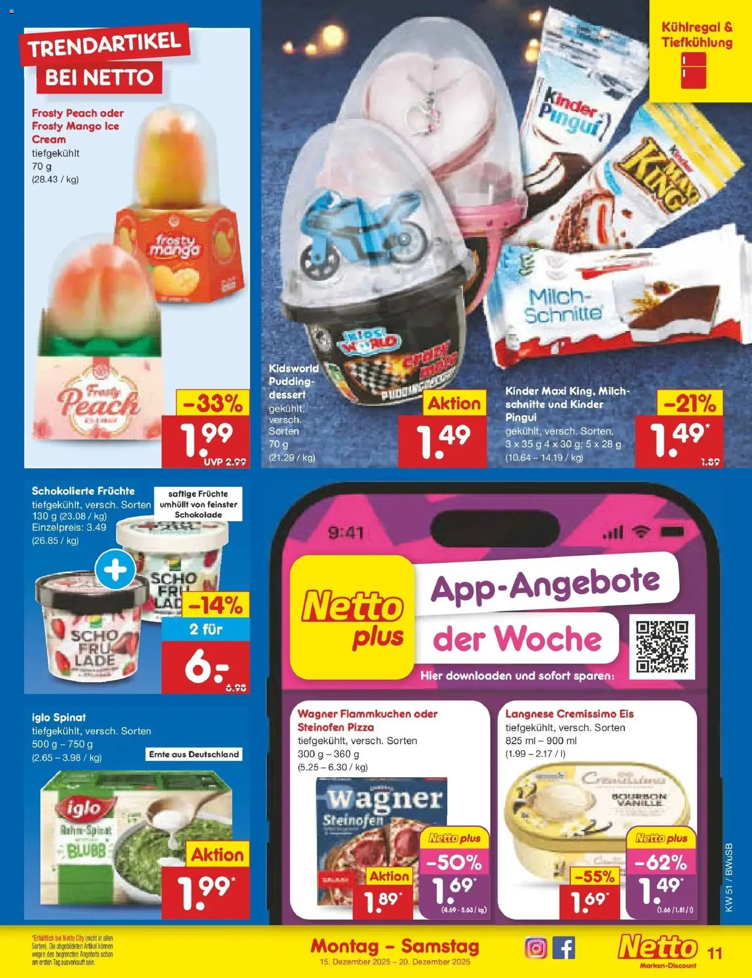 Netto Marken-Discount prospekt Stemwede-Dielingen	 – gültig ab 15.12.2025 | Seite: 11 | Produkte: Milch, Mango, Pizza, Eis