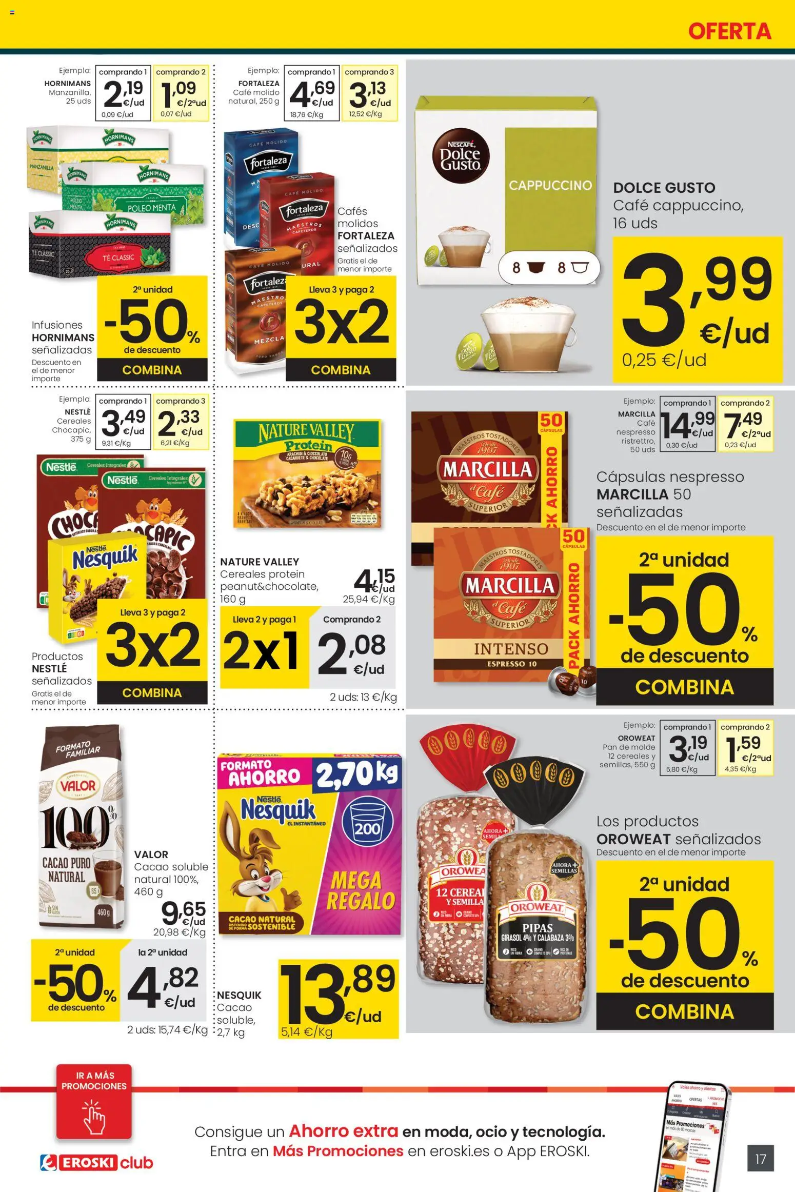 Eroski - Center │ válido desde el 05.01.2026 | Página: 17 | Productos: Pan, Chocolate, Cereales, Té