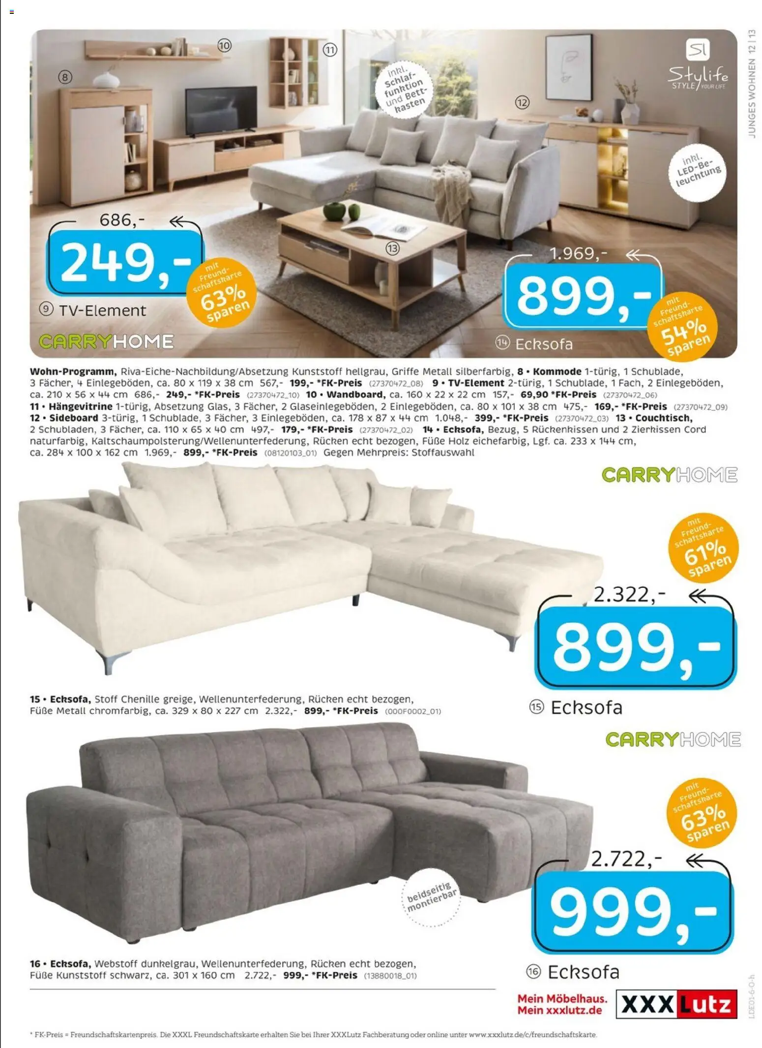 XXXL Lutz - Junges Wohnen – gültig ab 27.12.2025 | Seite: 13 | Produkte: Ecksofa, Bett, Hängevitrine, Kommode