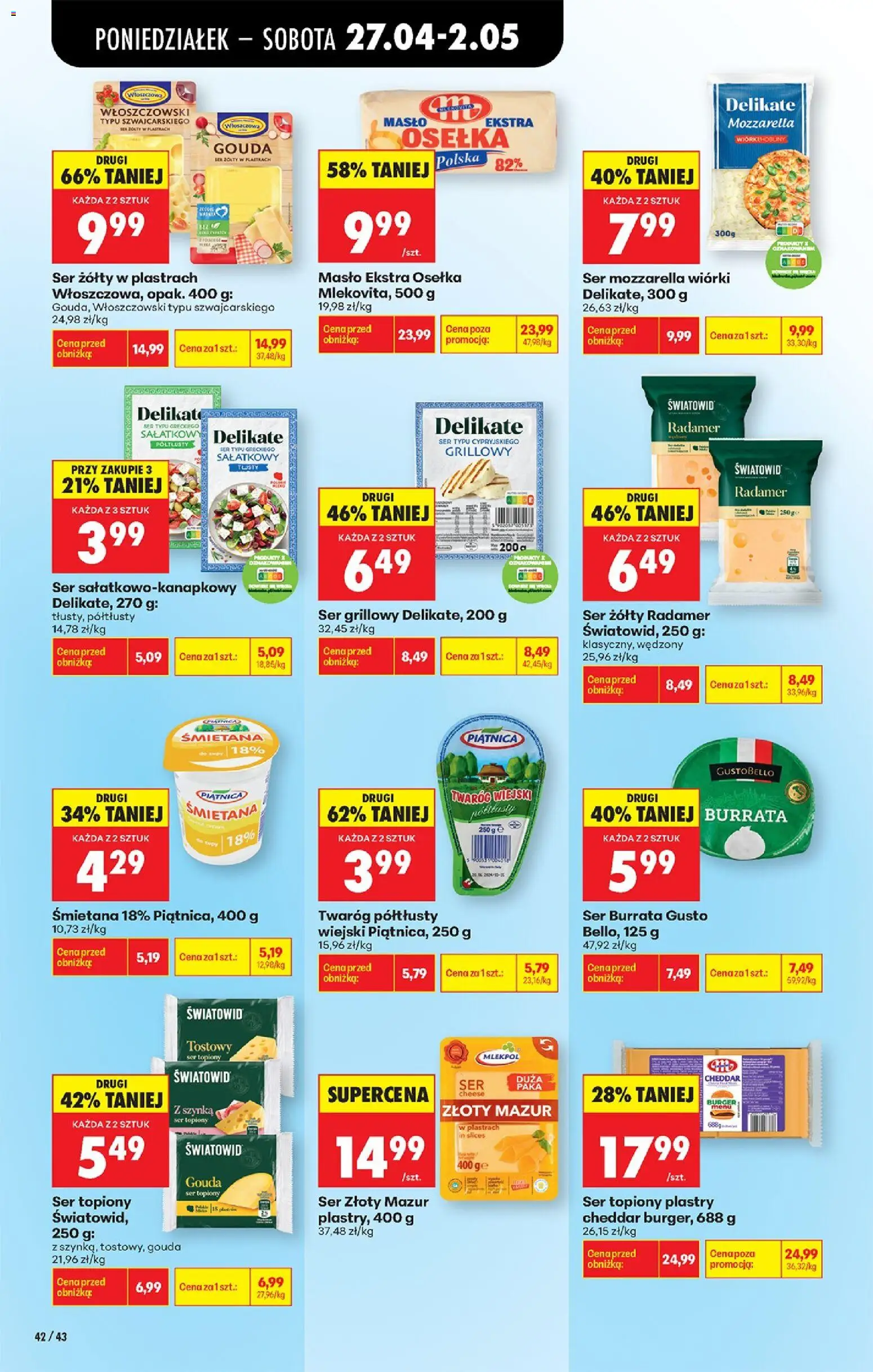 Biedronka Polsko leták od 27.04.2026 | Strana: 50 | Produkty: Gouda, Máslo, Mozzarella, Cheddar