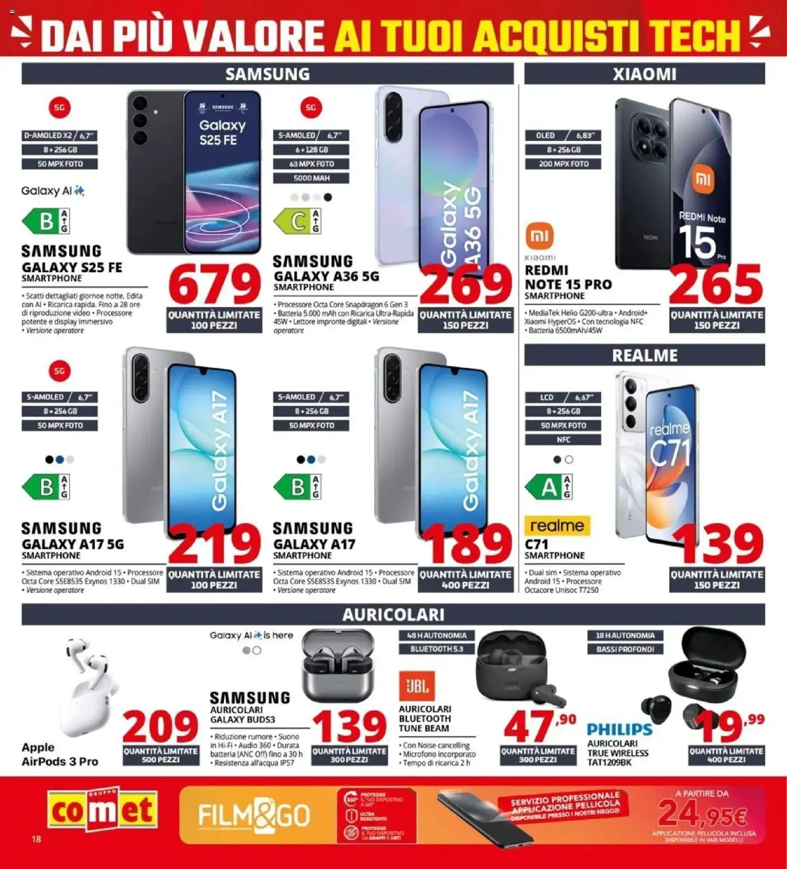 Volantino Comet del 05.03.2026 | Pagina: 18 | Prodotti: Xiaomi, Smartphone, Video, Audio