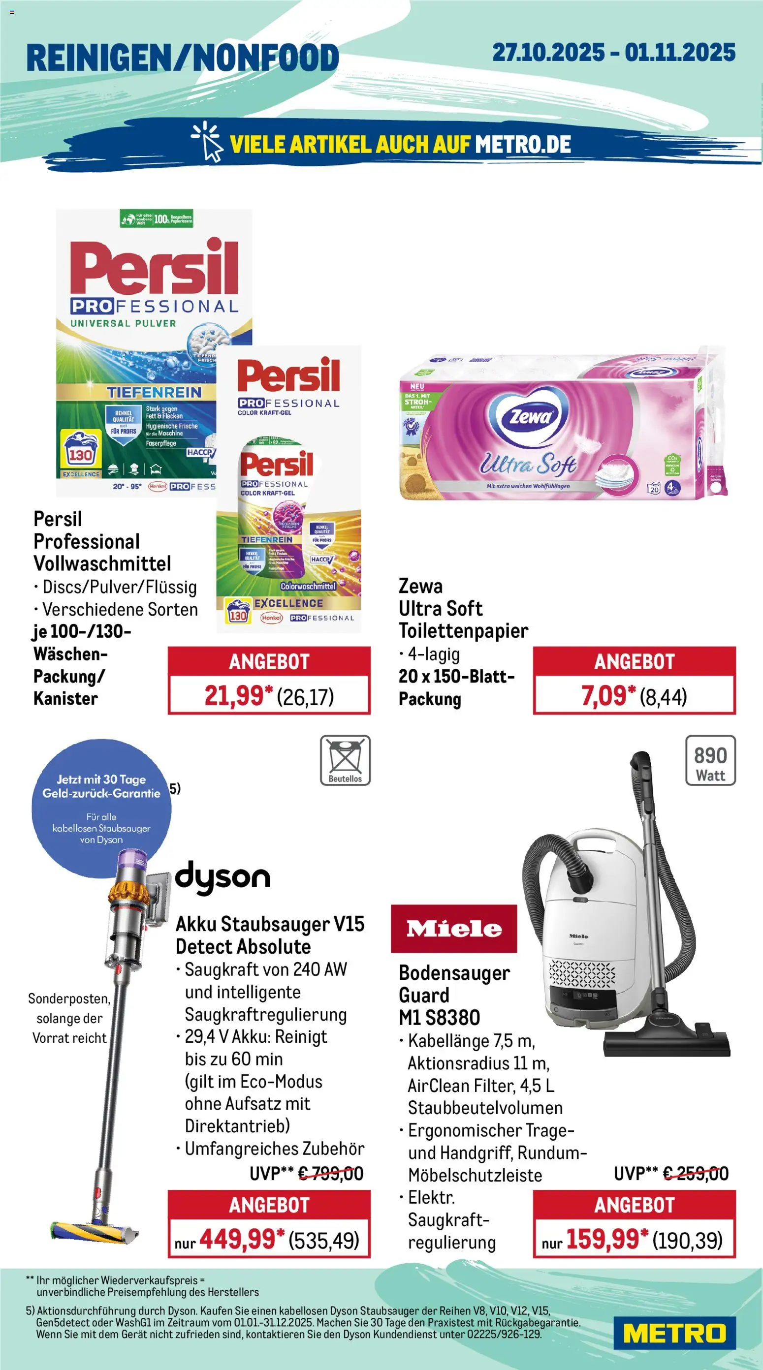 Metro Prospekt 	 – gültig ab 27.10.2025 | Seite: 18 | Produkte: Miele, Dyson, Zewa, Persil