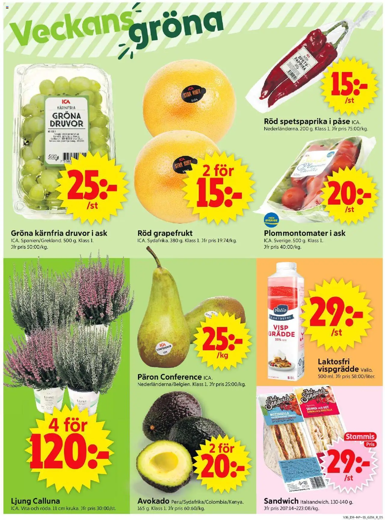 ICA Supermarket reklamblad aktuell från 01.09.2025 | Sida: 5 | Produkter: Sandwich, Ost, Grapefrukt, Vispgrädde