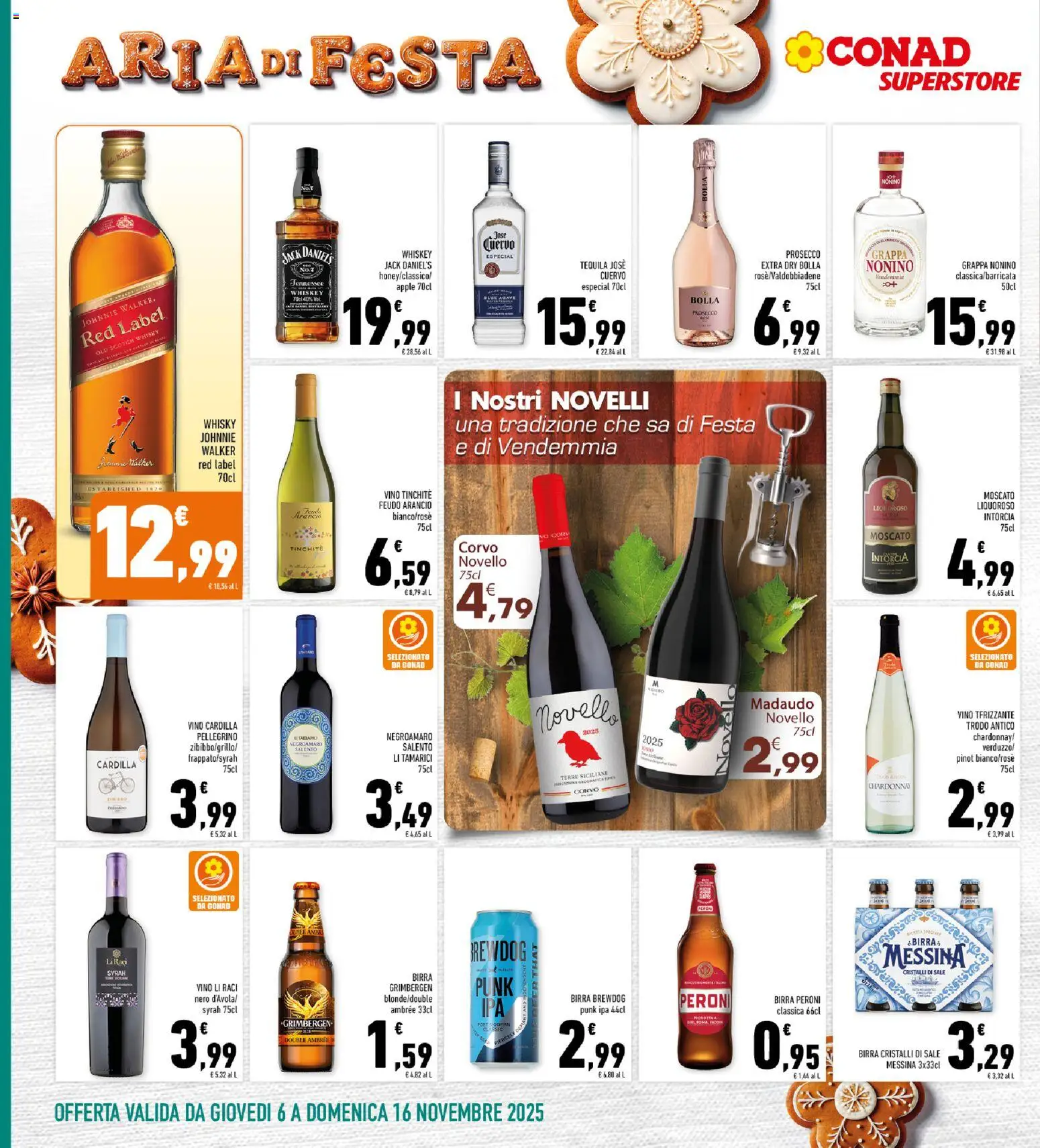 Volantino Conad del 06.11.2025 | Pagina: 18 | Prodotti: Birra, Prosecco, Whisky, Vino