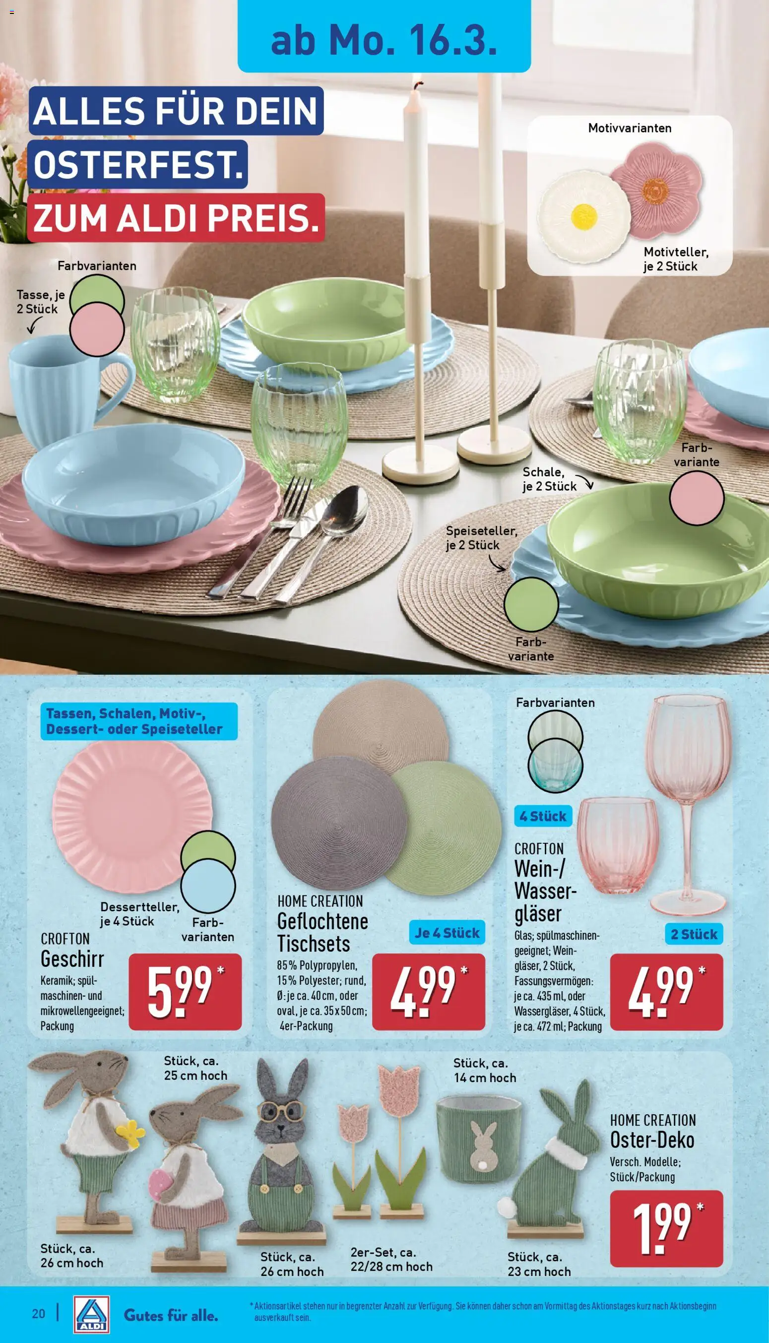 Aldi Prospekt 	 – gültig ab 16.03.2026 | Seite: 20 | Produkte: Wasser, Wein, Home creation