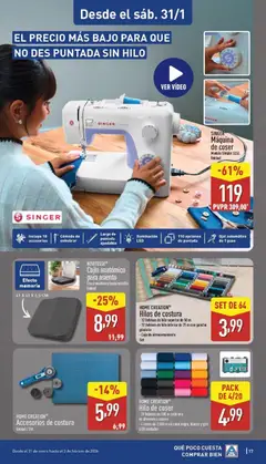 Vista previa Aldi folleto Península válido desde el 26.01.2026 | Página: 17 | Productos: Funda, Máquina de coser, Cojín, Caja
