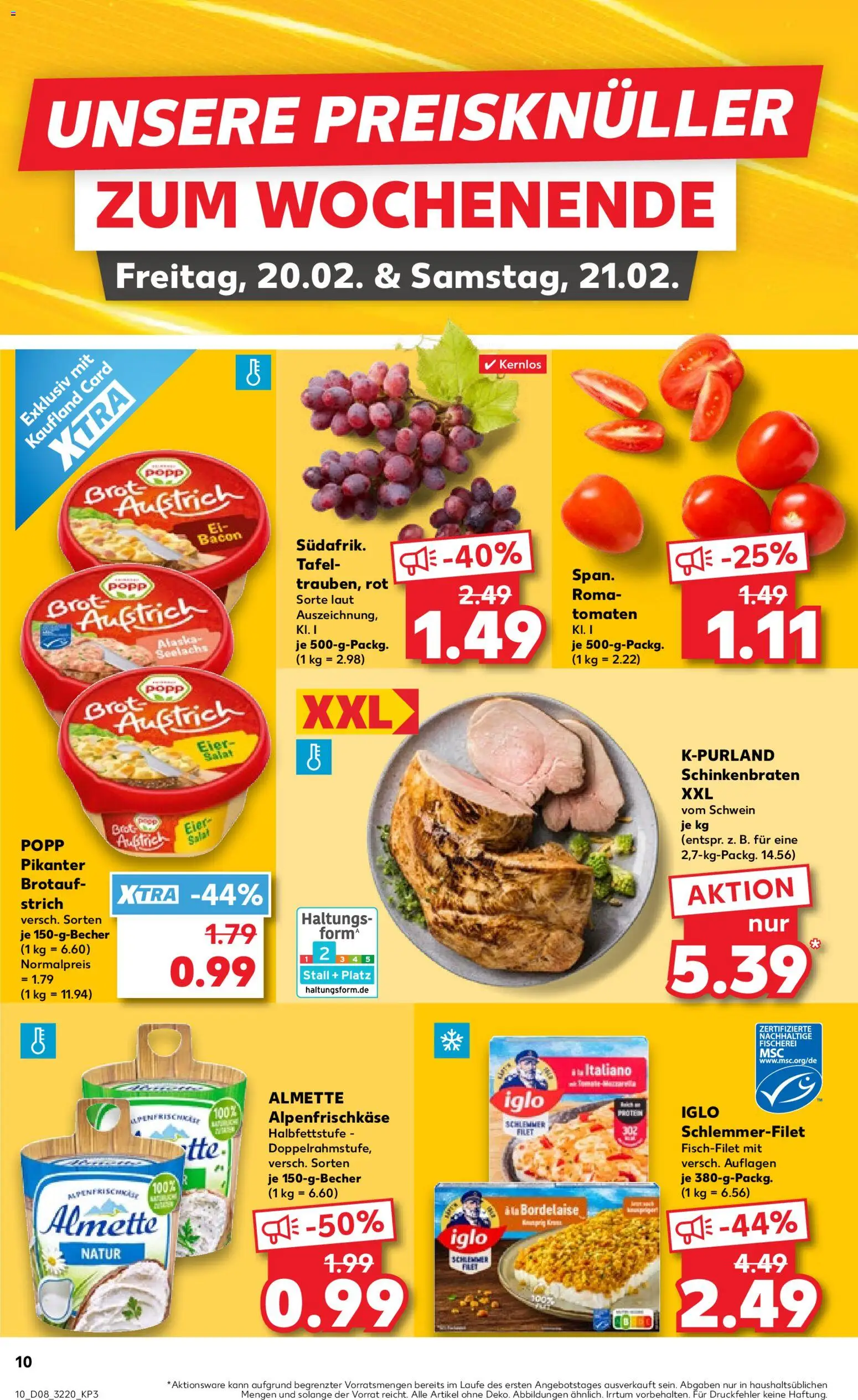 Kaufland prospekt Jena	 – gültig ab 19.02.2026 | Seite: 10 | Produkte: Almette, Iglo, Tomaten, Salat