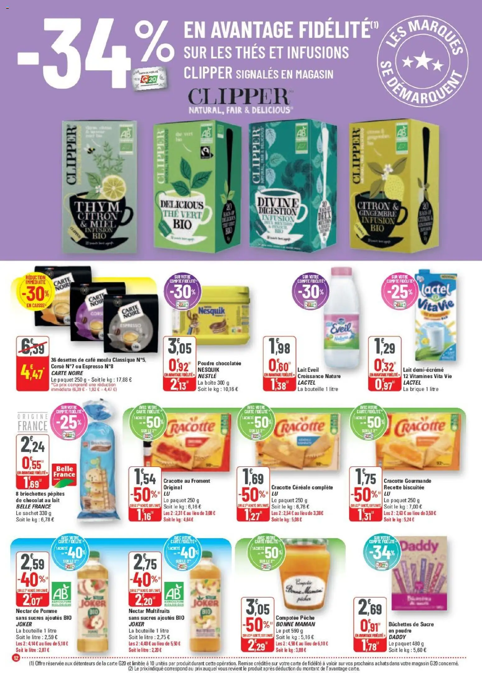 {H1} | Page: 12 | Produits: Pêche, Café, Chocolat, Thé