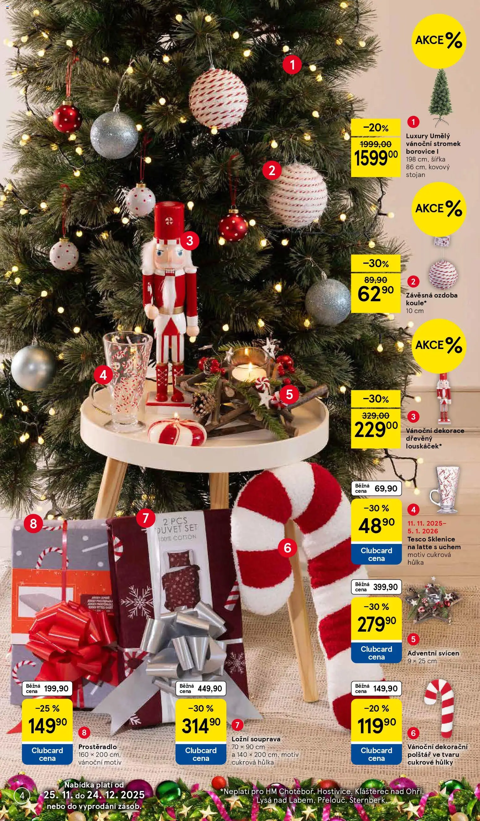 Tesco katalog od 25.11.2025 | Strana: 4 | Produkty: Svícen, Vánoční dekorace, Sklenice, Dekorace