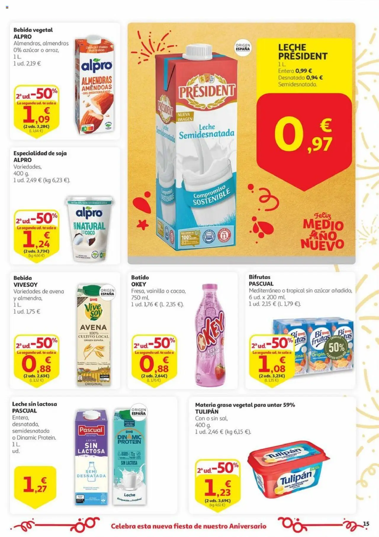 Alcampo - Aniversario │ válido desde el 03.06.2025 | Página: 15 | Productos: Leche sin lactosa, Leche, Τυρόπιτα, Té