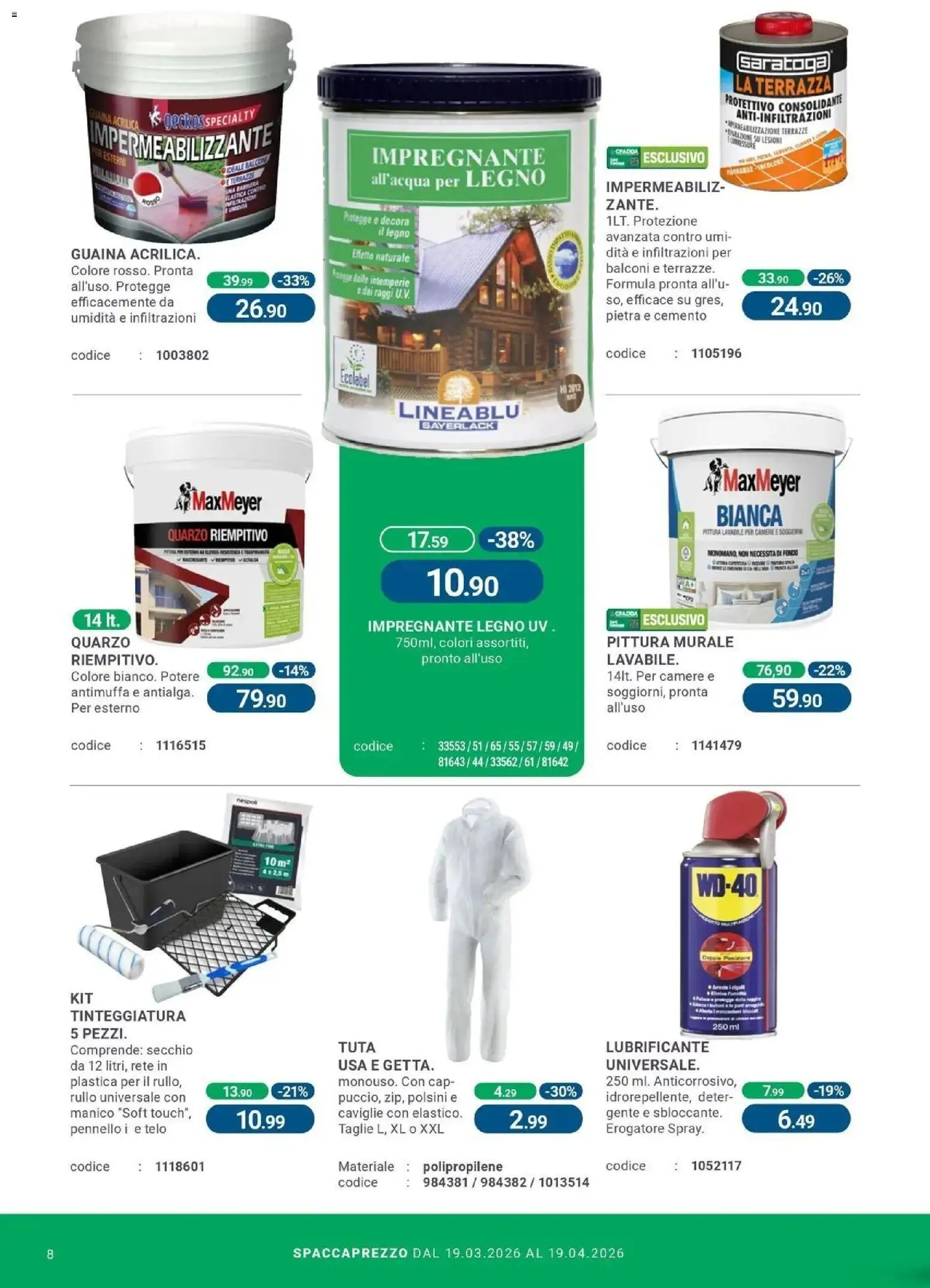 Volantino CFadda del 19.03.2026 | Pagina: 8 | Prodotti: Rullo, Lubrificante, Impregnante, Pittura
