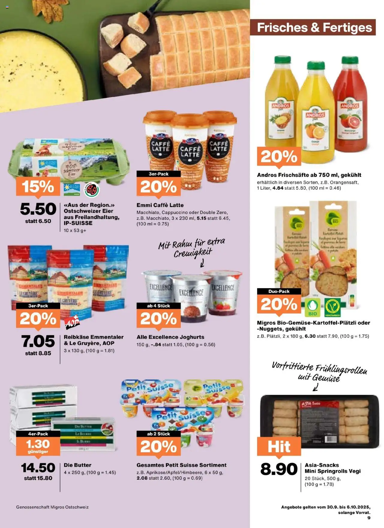 Migros Aktionen – gültig ab 30.09.2025 | Seite: 9 | Produkte: Butter, Eier, Gemüse