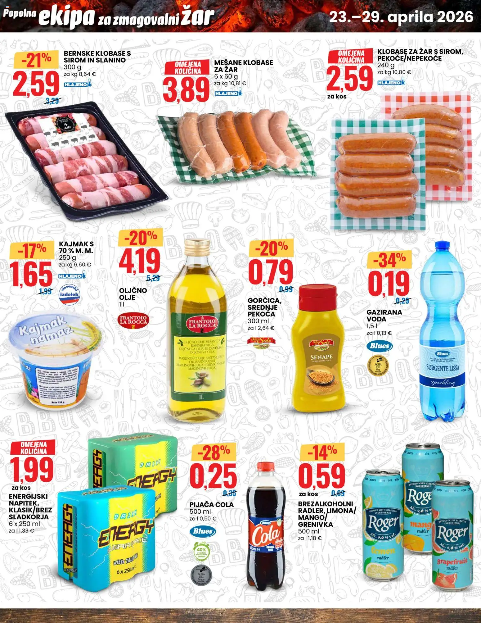 Novi Eurospin katalog ponudbe – veljaven od 23.04.2026 | Stran: 7 | Izdelki: Gorčica, Radler, Olje, Klobase