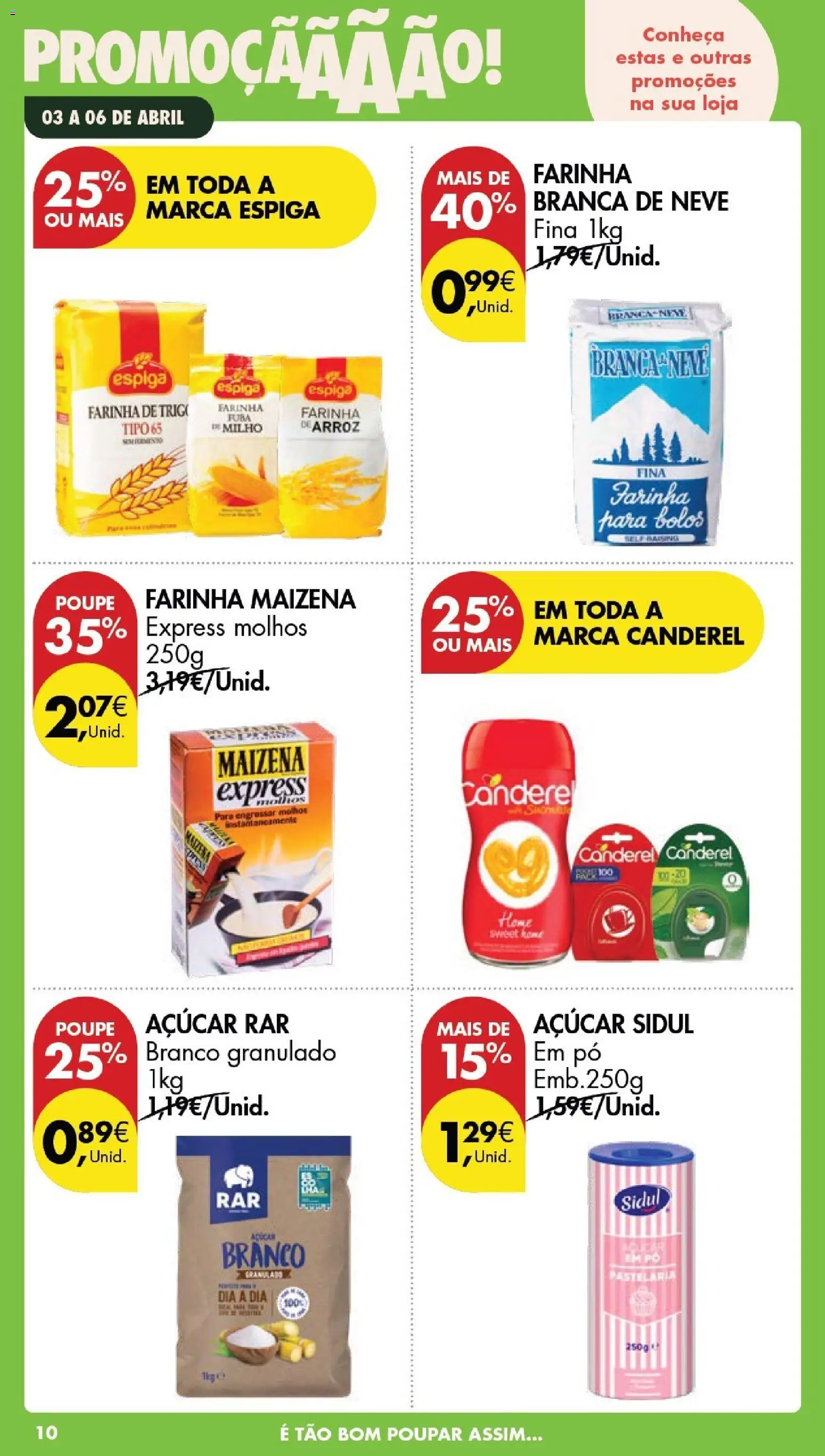 Pingo Doce Poupe este Fim de Semana │ válido de 03.04.2026 | Página: 10 | Produtos: Farinha de trigo, Pó, Açúcar, Milho