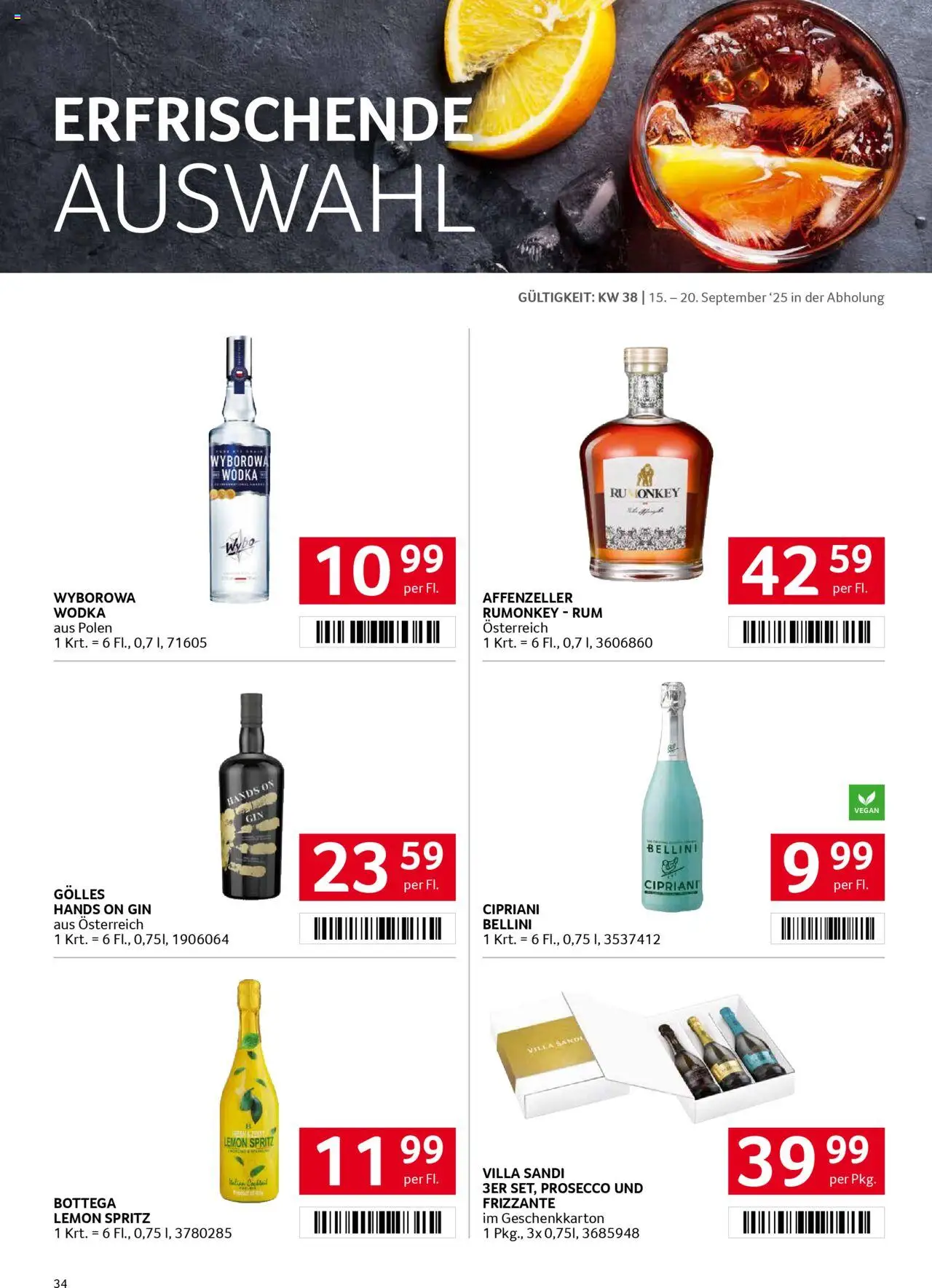 Transgourmet Flugblatt gültig ab 14.09.2025 | Seite: 34 | Produkte: Gin, Wodka
