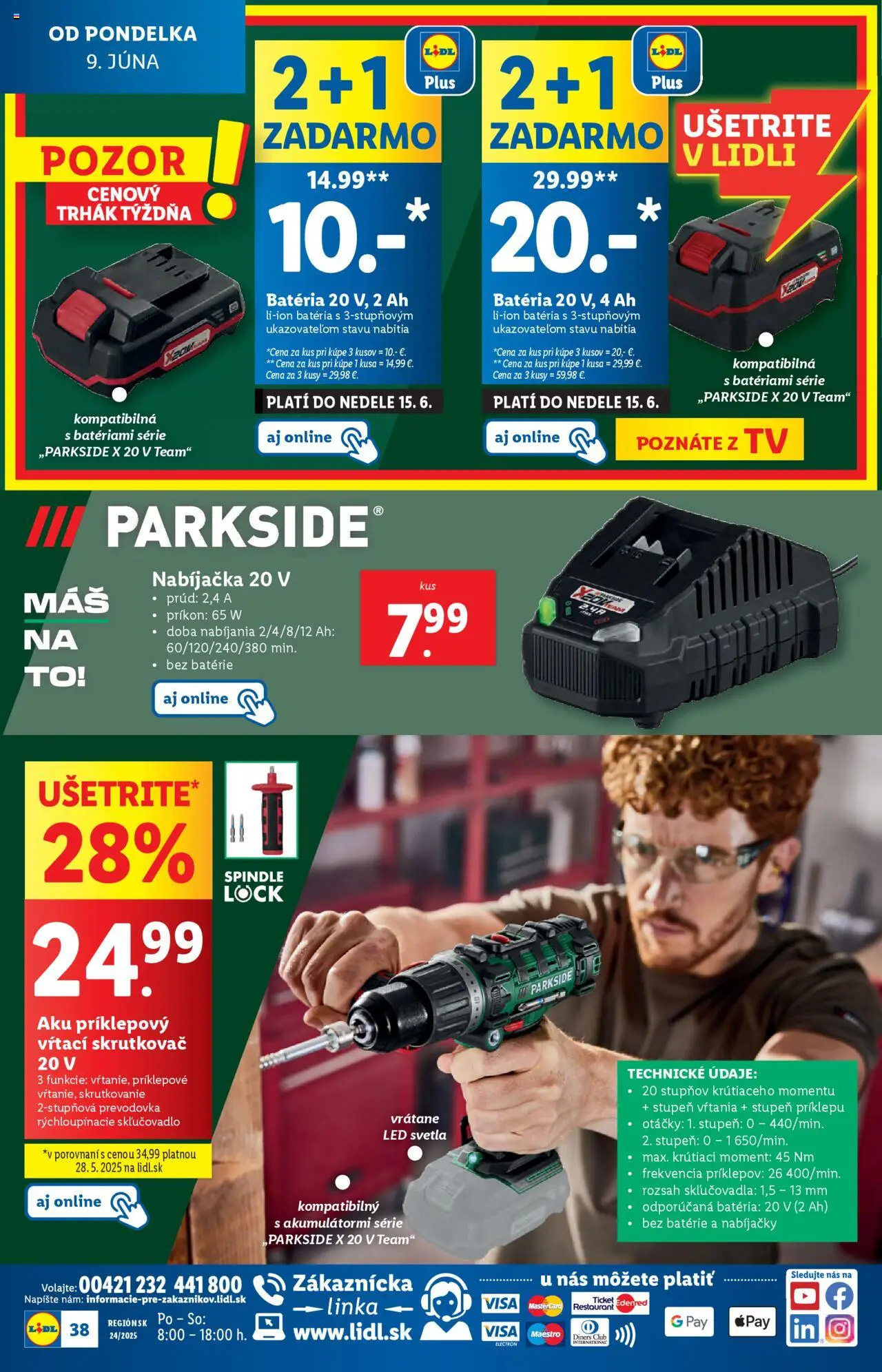 Lidl leták │ platný od 09.06.2025 | Strana: 42 | Produkty: Tv, Led svetlá, Skrutkovač, Nabíjačka