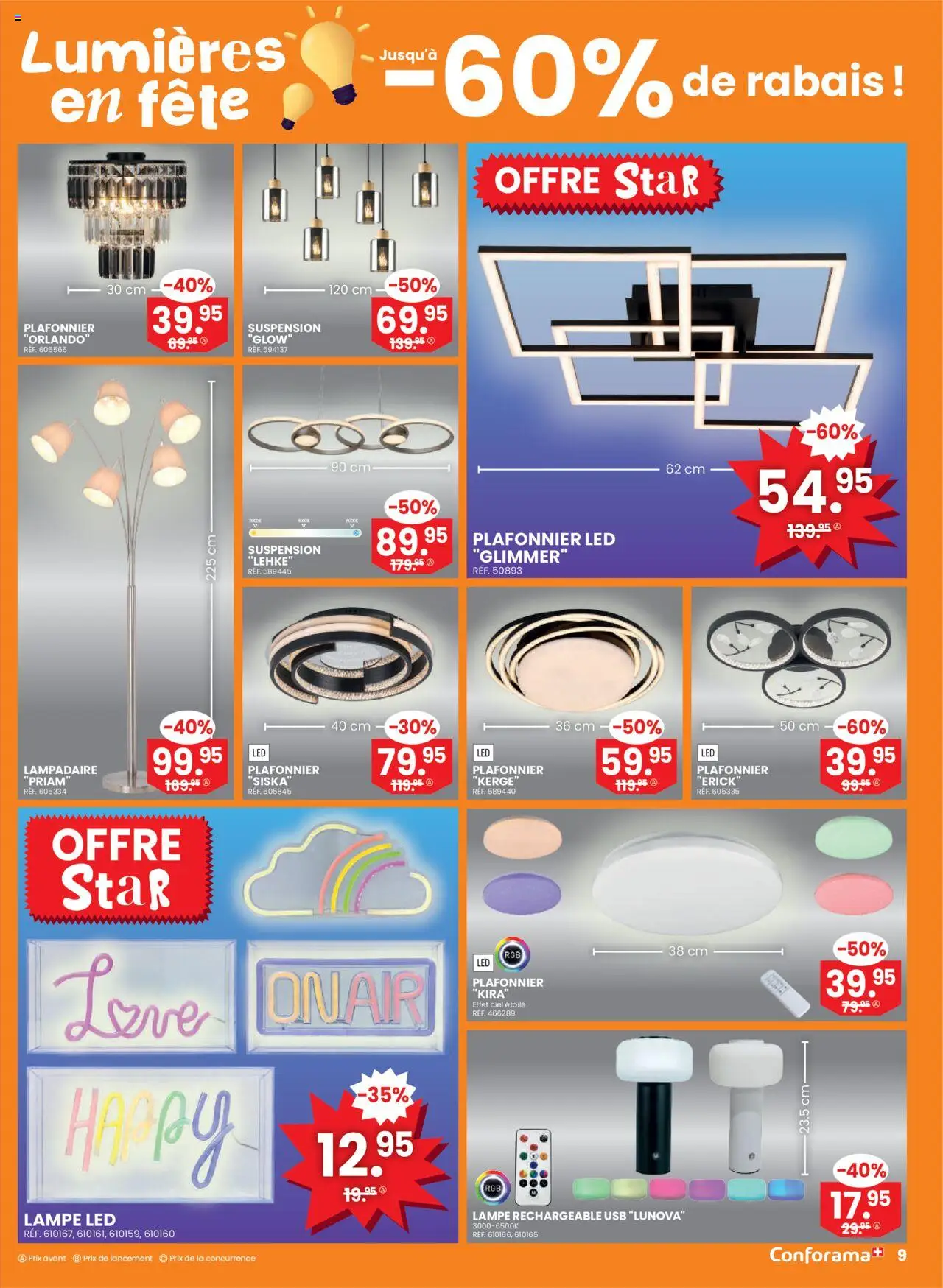Conforama Aktionen FR – gültig ab 01.10.2025 | Seite: 9 | Produkte: Lampe, Usb