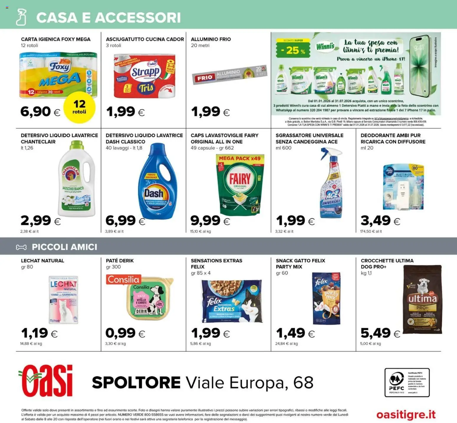 Volantino Oasi del 15.01.2026 | Pagina: 24 | Prodotti: Sgrassatore, Tonno, Asciugatutto, Alluminio