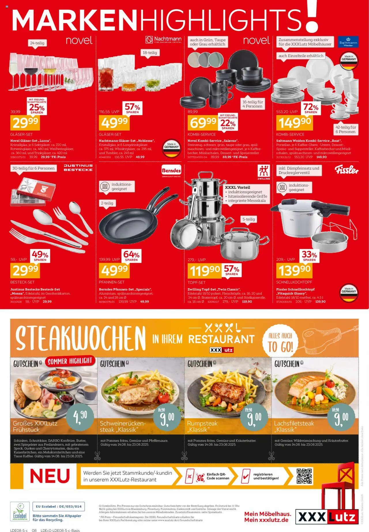XXXL Lutz Prospekt 	 - gültig ab dem 11.08.2025 | Seite: 22 | Produkte: Pommes, Schweinerucken, Steak, Gurken