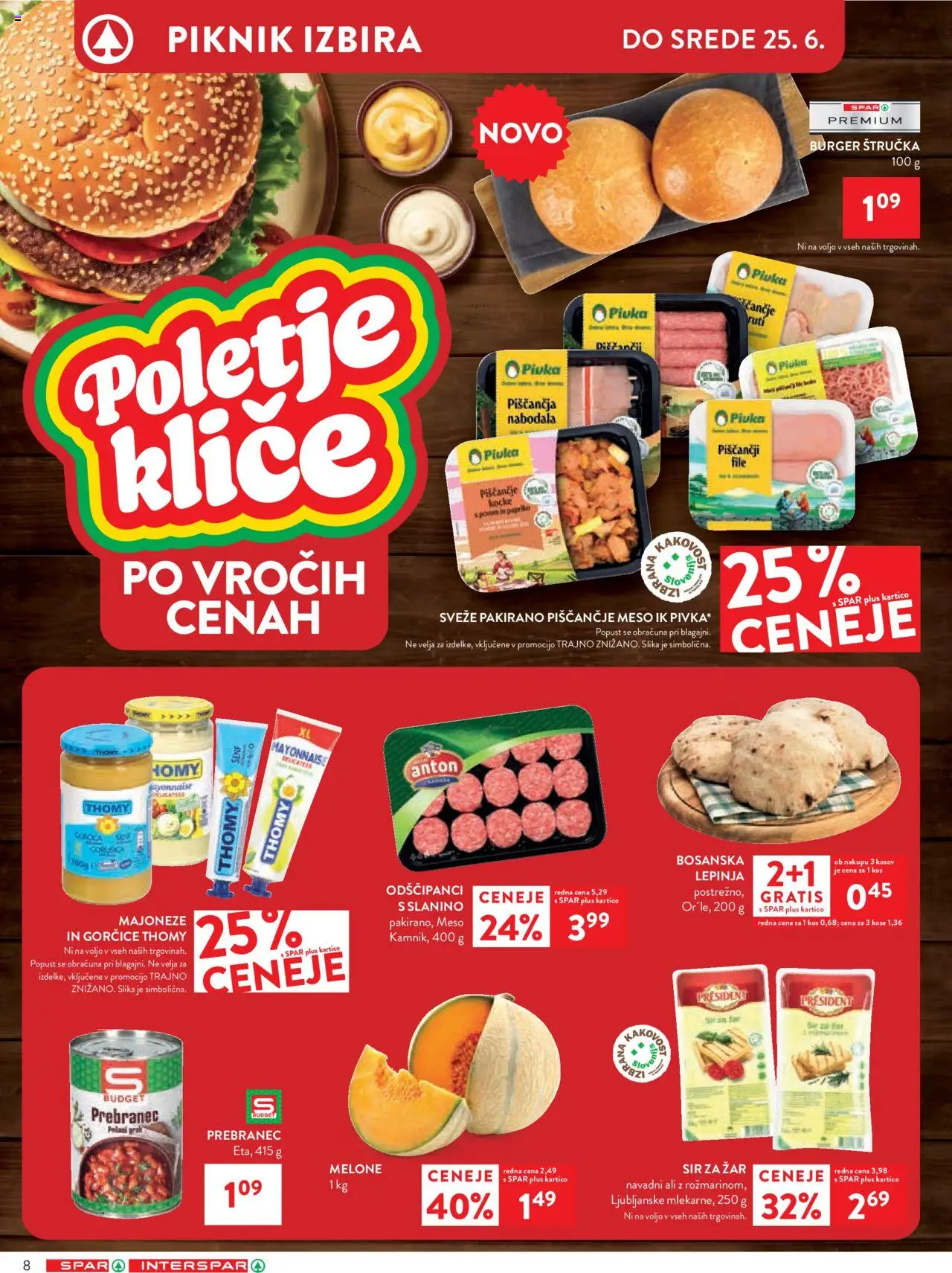 Spar katalog 25/25 │ velja od 18.06.2025 | Stran: 8 | Izdelki: Štručka, Kos, Sir, Piscancje meso