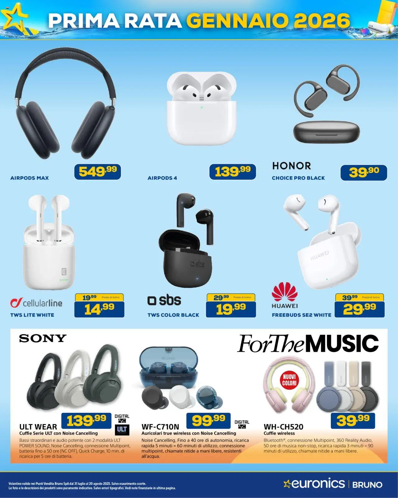 Volantino Euronics del 31.07.2025 | Pagina: 7 | Prodotti: Huawei, Cuffie, Airpods, Batteria