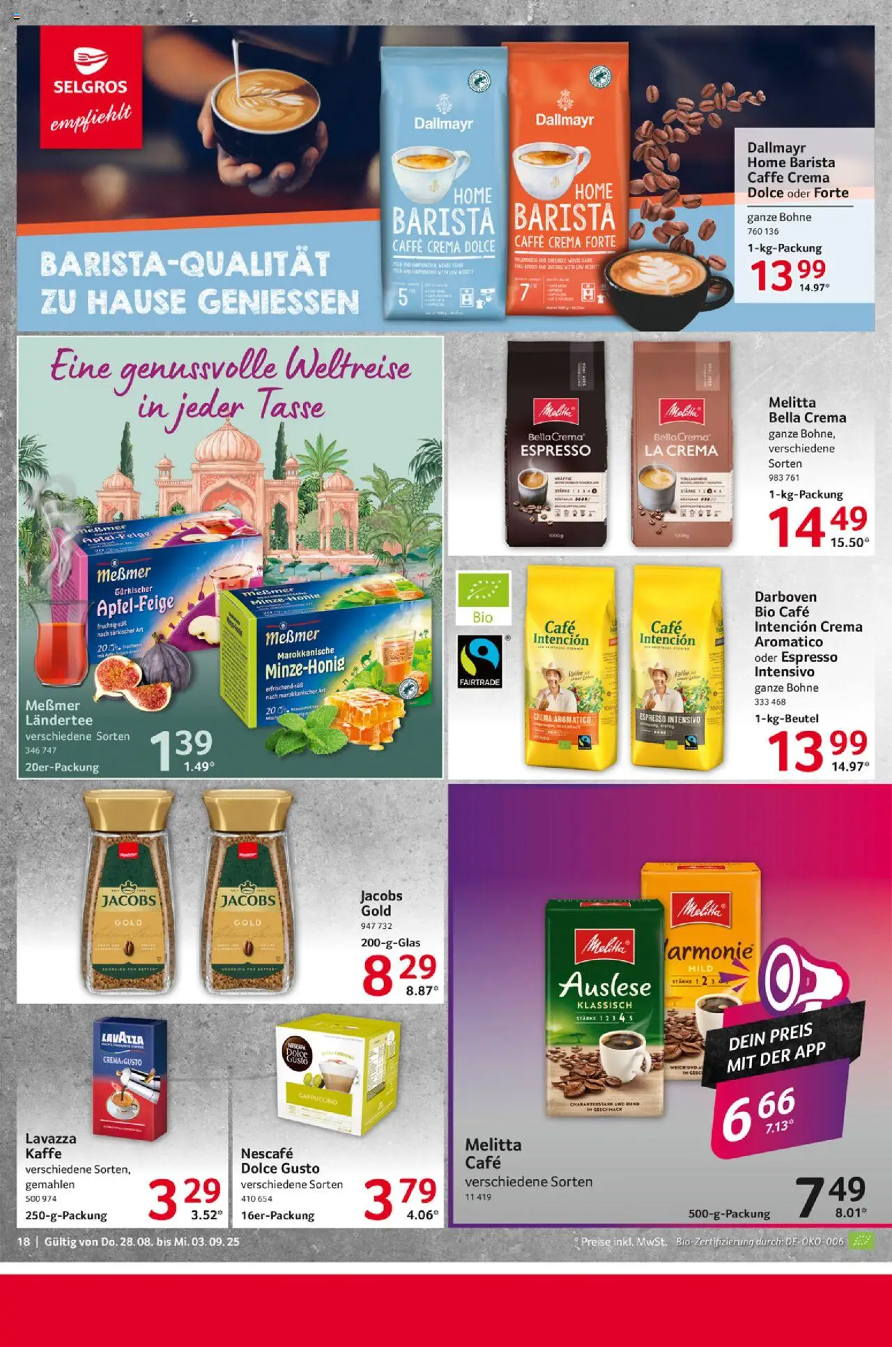 Selgros Prospekt 	 - gültig ab dem 28.08.2025 | Seite: 18 | Produkte: Melitta, Lavazza, Dallmayr, Dolce gusto