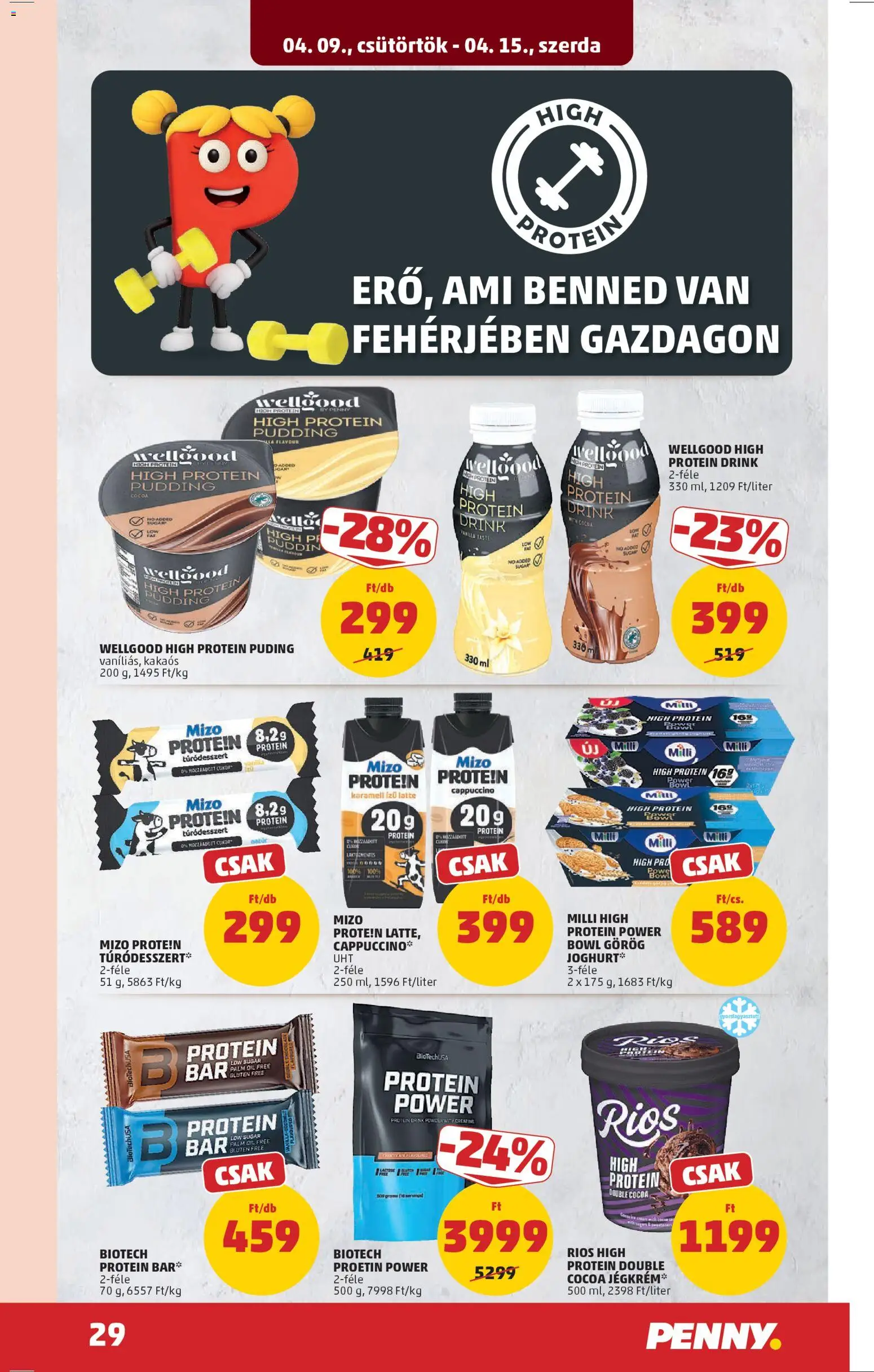 PENNY akciós ujság - amely érvényes a következő dátumtól: 09.04.2026 | Oldal: 33 | Termékek: Puding, Protein bar, Protein, Cukor