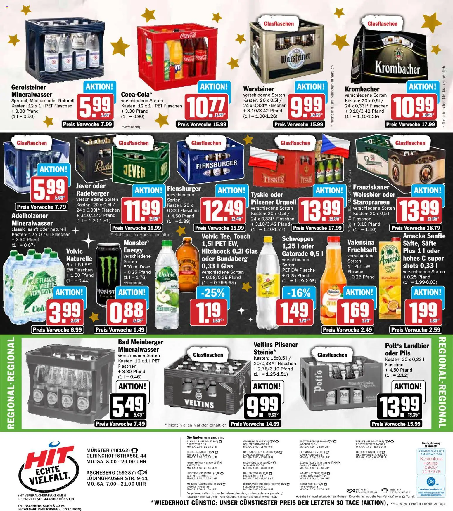 HIT Prospekt Nordrhein-Westfalen	 – gültig ab 15.12.2025 | Seite: 23 | Produkte: Bad, Pils, Adelholzener, Warsteiner