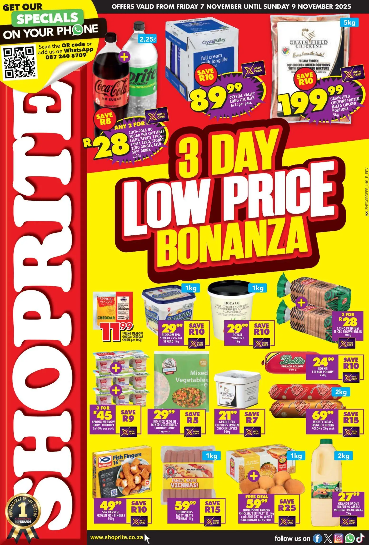New Shoprite catalogue – valid from 07.11.2025 | Page: 1 | Products: Buns, Milk, Polony, Strawberries