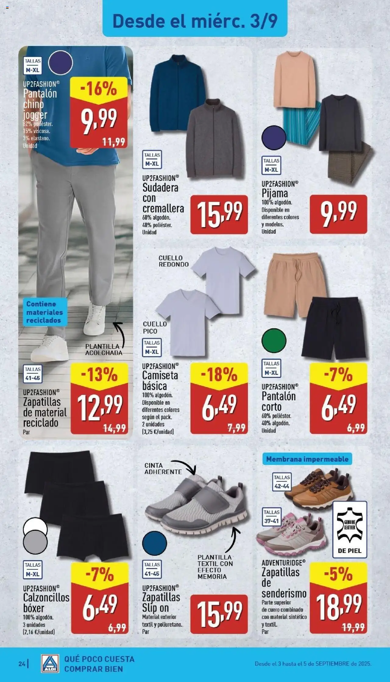 Aldi folleto Canarias │ válido desde el 01.09.2025 | Página: 24 | Productos: Sudadera, Zapatillas, Camiseta básica, Pantalón corto