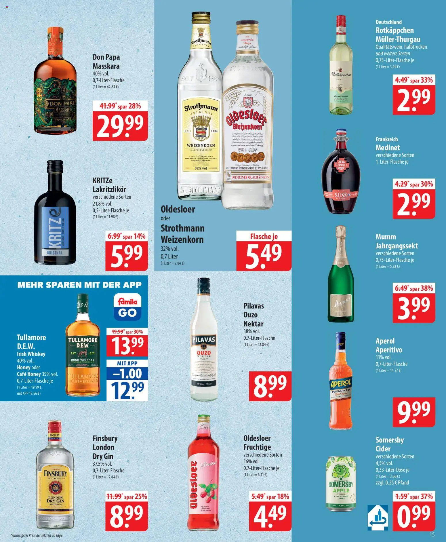 Famila Prospekt 	 – gültig ab 13.04.2026 | Seite: 15 | Produkte: Apple, Rotkäppchen, Aperol, Gin