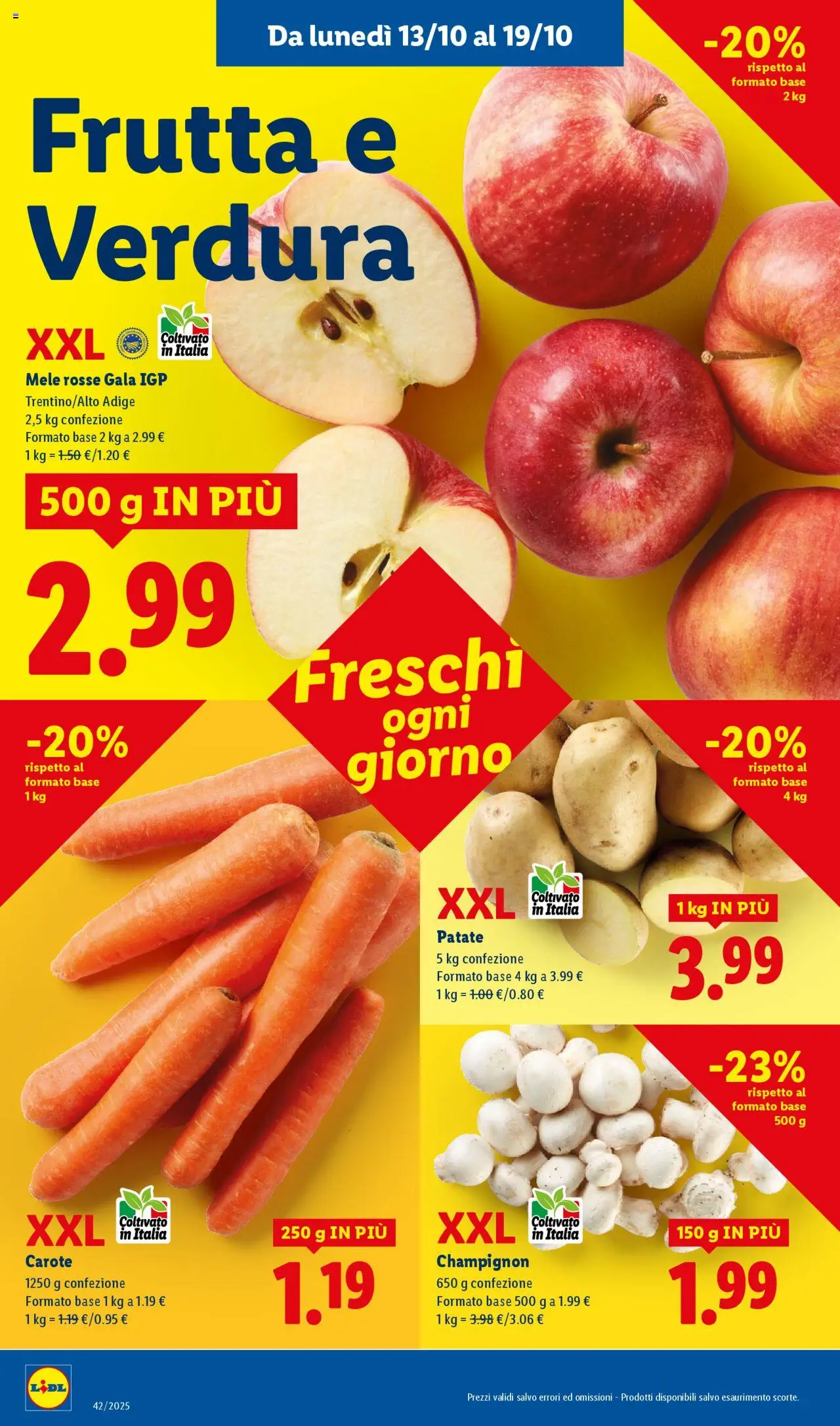 Volantino Lidl del 13.10.2025 | Pagina: 2 | Prodotti: Mele, Patate, Frutta, Carote