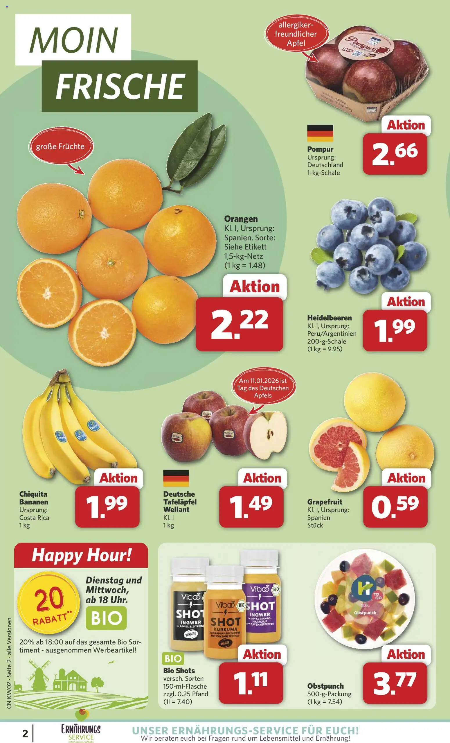 Combi Prospekt 	 – gültig ab 05.01.2026 | Seite: 2 | Produkte: Äpfel, Orangen, Heidelbeeren, Grapefruit