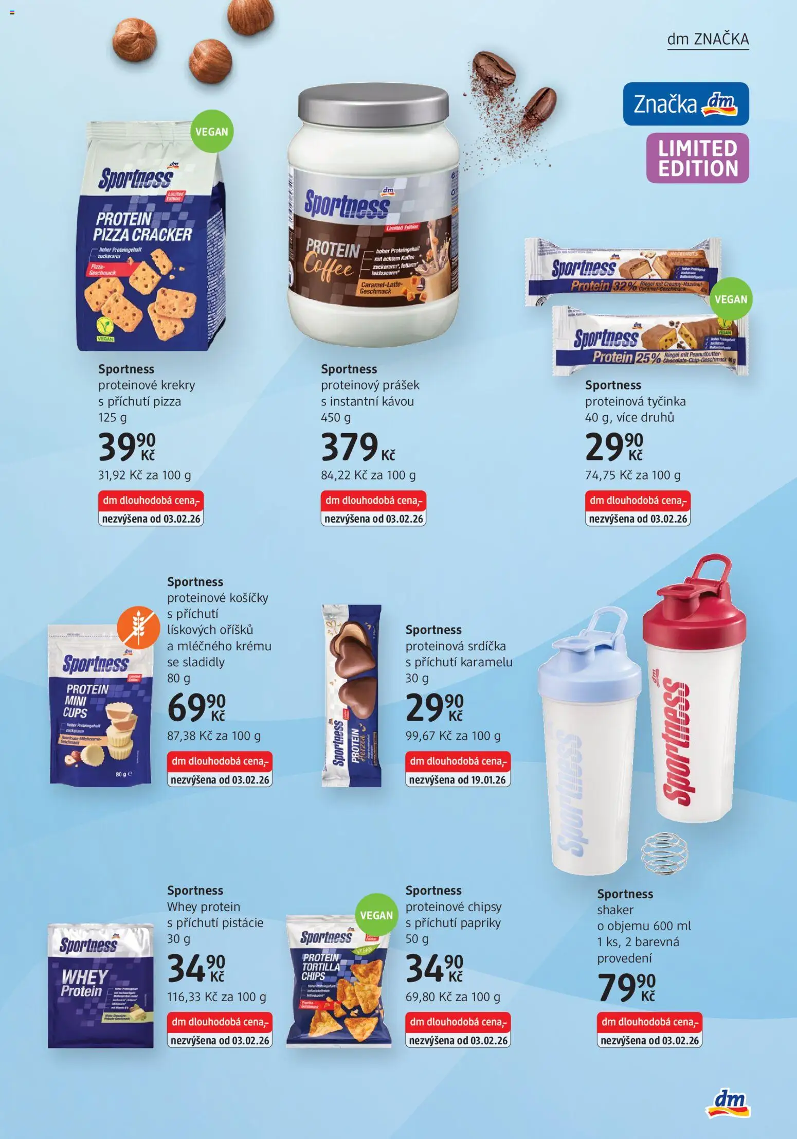 dm drogerie leták od 05.02.2026 | Strana: 15 | Produkty: Vegan, Proteinová tyčinka, Tortilla, Shaker