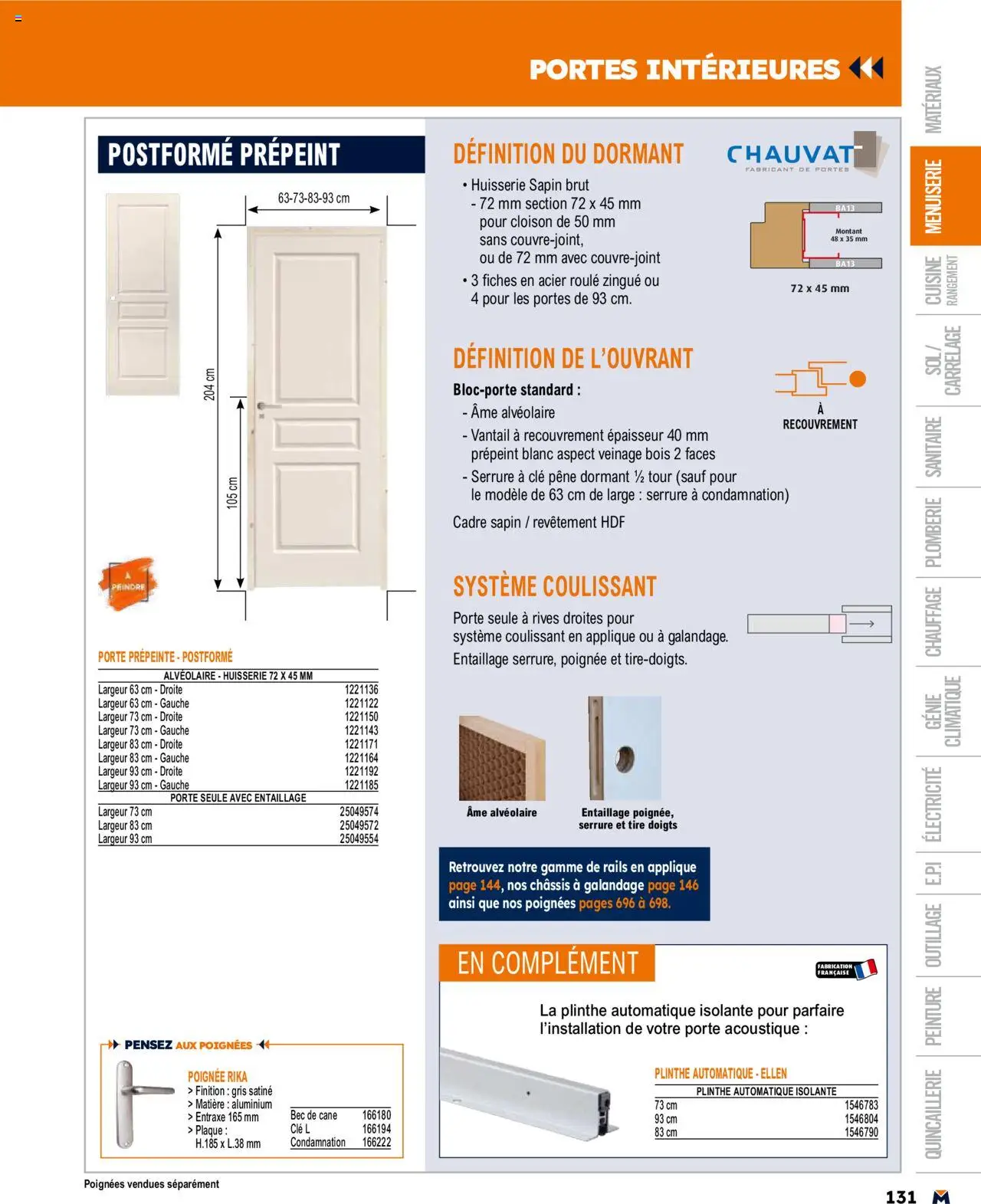  | Page: 131 | Produits: Clé, Poignées, Portes, Cadre