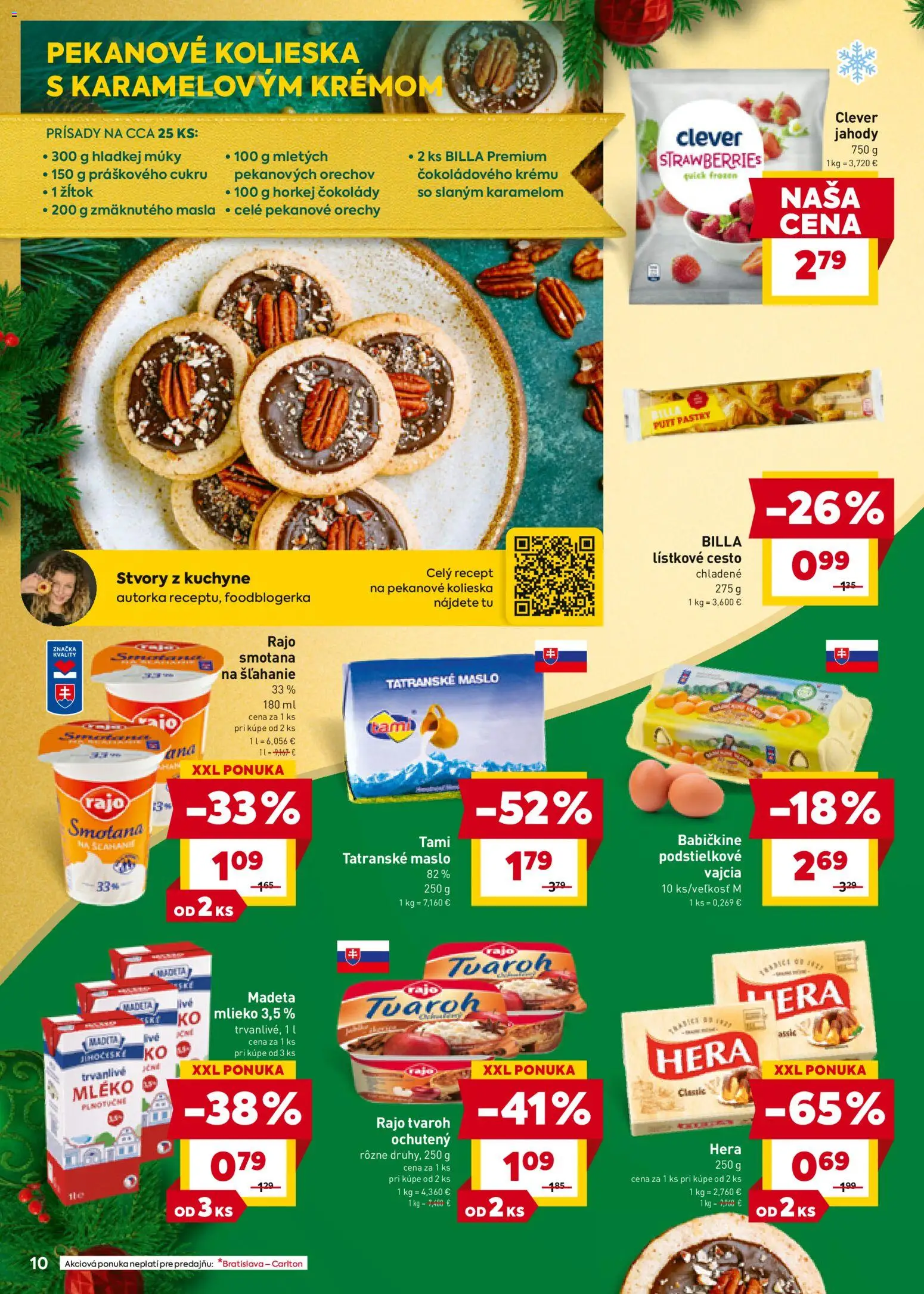 Nové Billa akcie – leták je platný od 17.12.2025 | Strana: 10 | Produkty: Maslo, Mlieko, Vajcia, Orechy