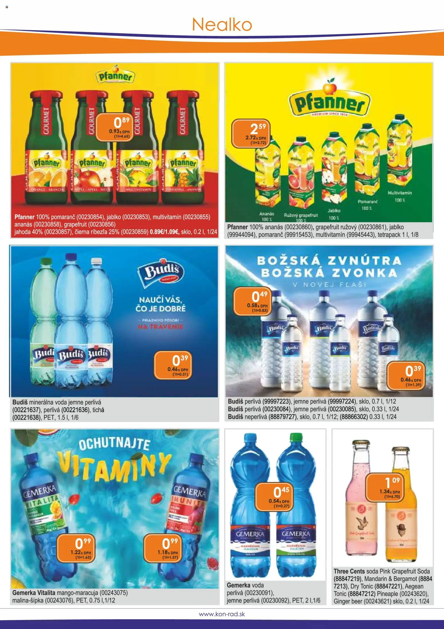 Nové KON - RAD akcie – leták je platný od 01.04.2026 | Strana: 23 | Produkty: Ananás, Grapefruit, Voda, Gemerka