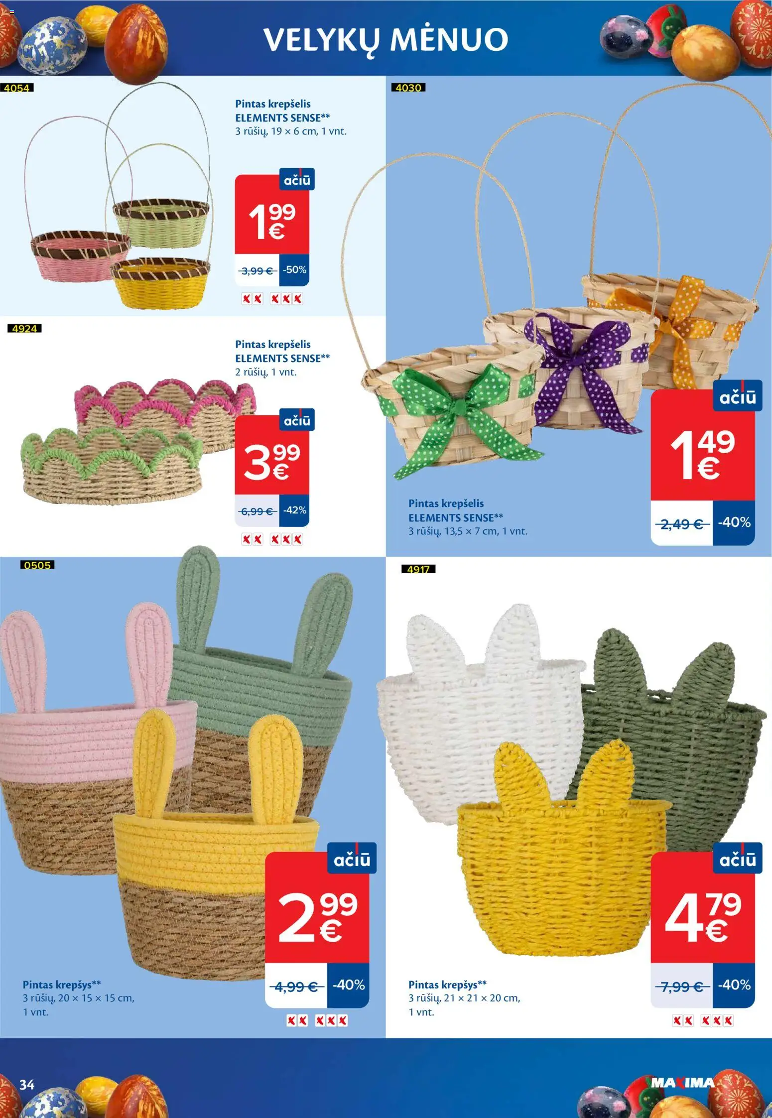 MAXIMA akcijos nuo 03.03.2026 | Puslapis: 34 | Prekių: Krepšys, Krepšelis