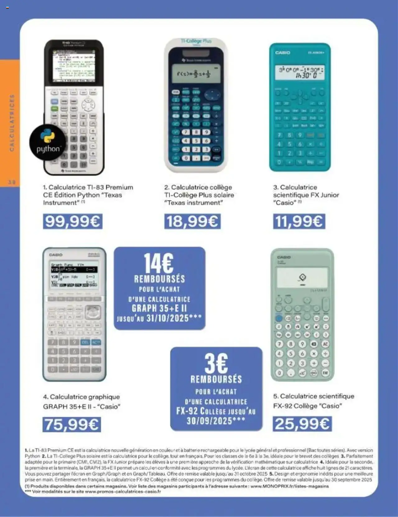  | Page: 38 | Produits: Calculatrice, Prise, Batterie