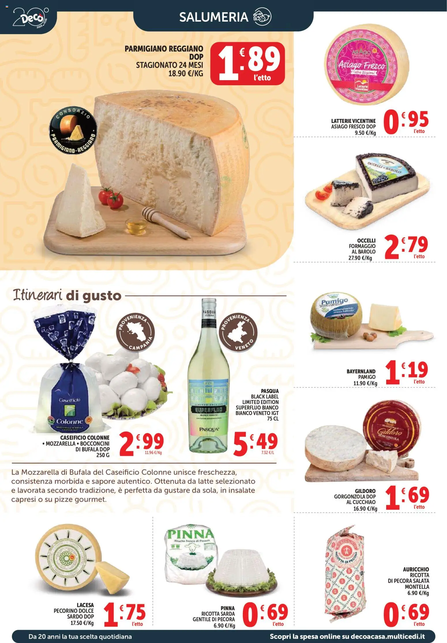 Volantino Decò del 27.03.2026 | Pagina: 8 | Prodotti: Mozzarella, Latte, Gorgonzola, Pecorino