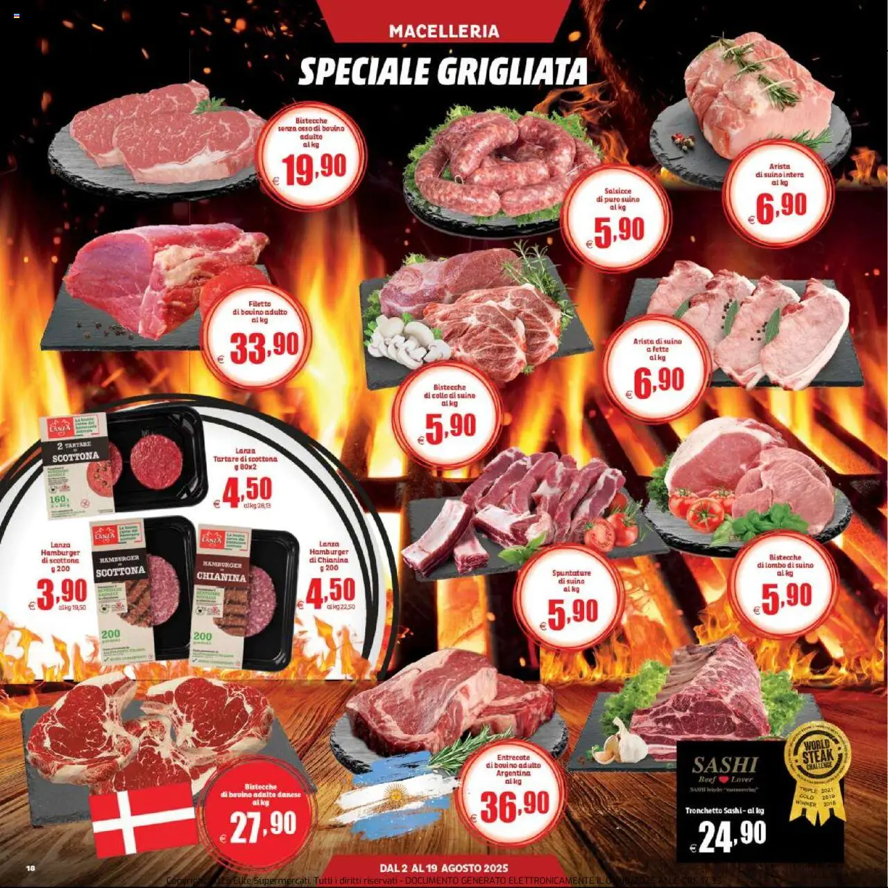 Volantino Elite Supermercati del 02.08.2025 | Pagina: 18 | Prodotti: Bovino, Suino, Hamburger