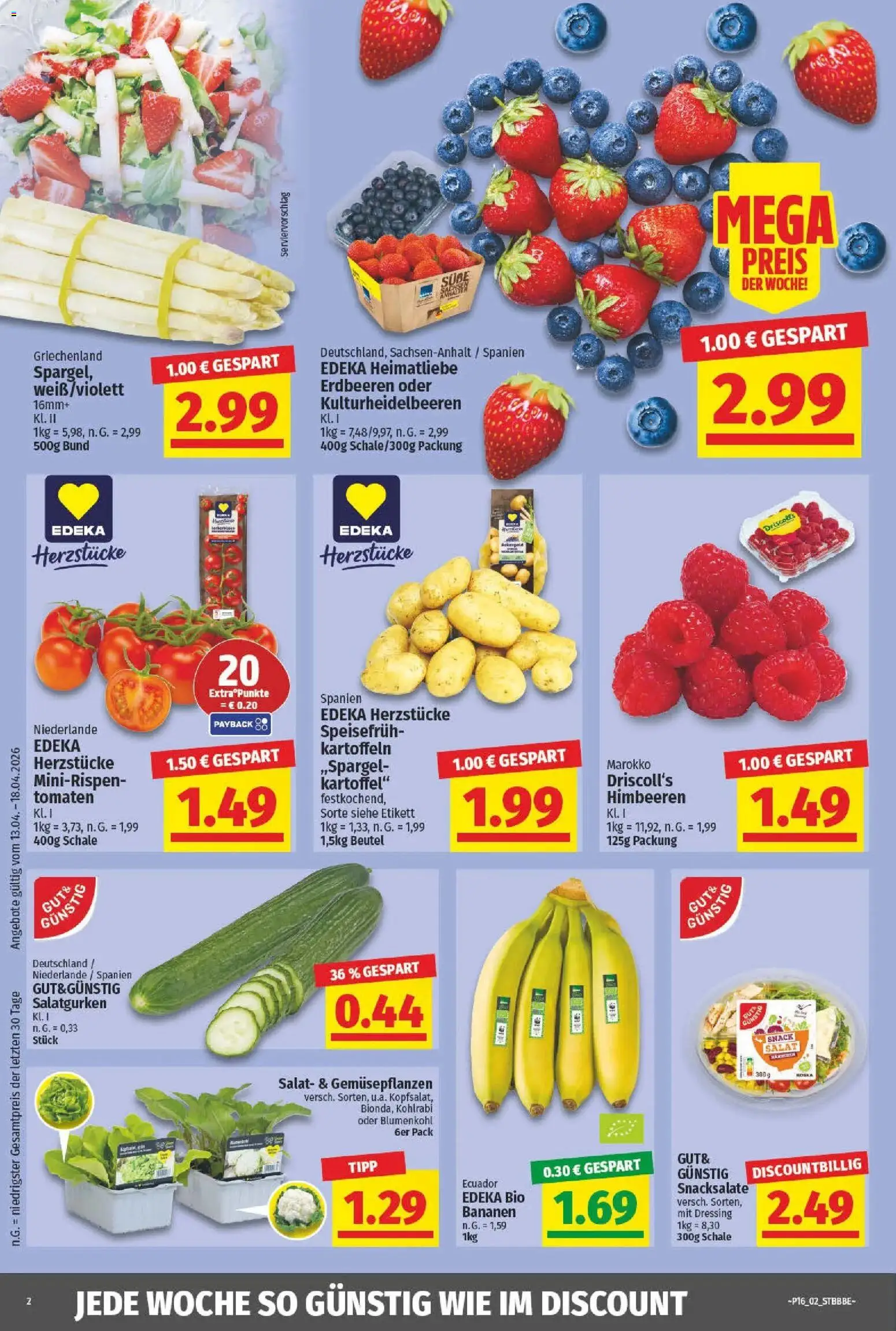 Angebote - nah & gut: Wochenangebote – gültig ab 12.04.2026 | Seite: 2 | Produkte: Himbeeren, Dressing, Kohlrabi, Tomaten