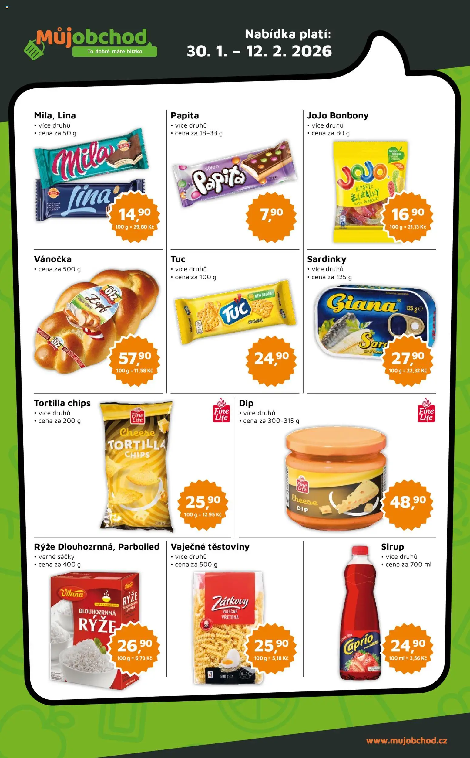 Můj obchod leták - Brand od 30.01.2026 | Strana: 3 | Produkty: JOJO bonbóny, Rýže, Tortilla, Sardinky