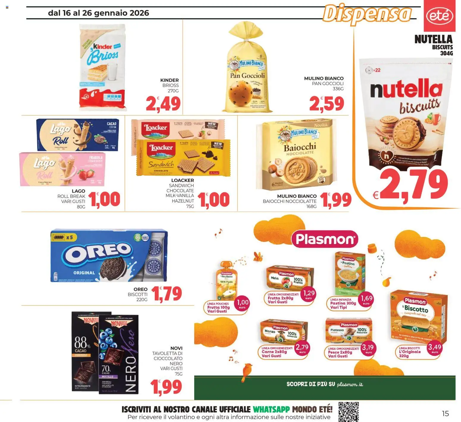 Volantino Eté del 16.01.2026 | Pagina: 15 | Prodotti: Cioccolato, Biscotti, Frutta, Nutella