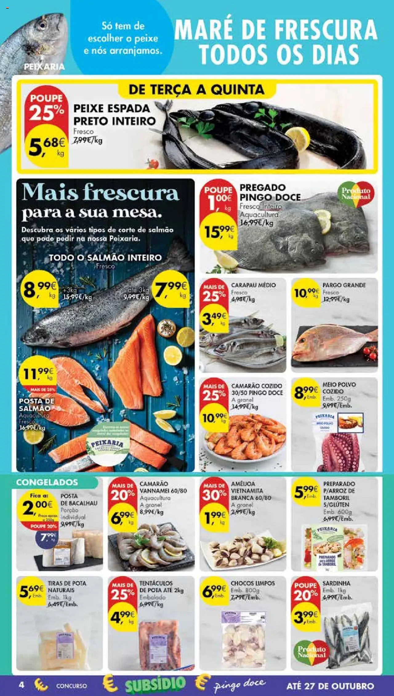 Pingo Doce Poupe Esta Semana Madeira │ válido de 14.10.2025 | Página: 4 | Produtos: Polvo, Salmão, Tamboril, Peixe