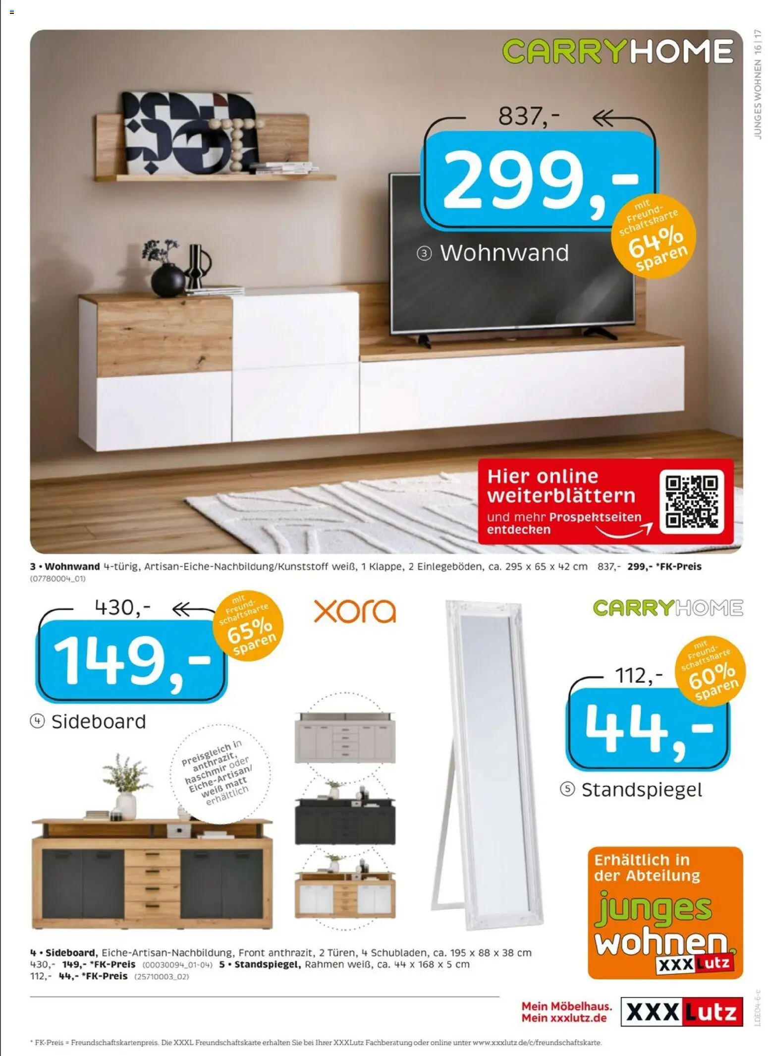 XXXLutz Nr. 1 beim Preis – gültig ab 04.04.2026 | Seite: 17 | Produkte: Sideboard, Wohnwand, Standspiegel